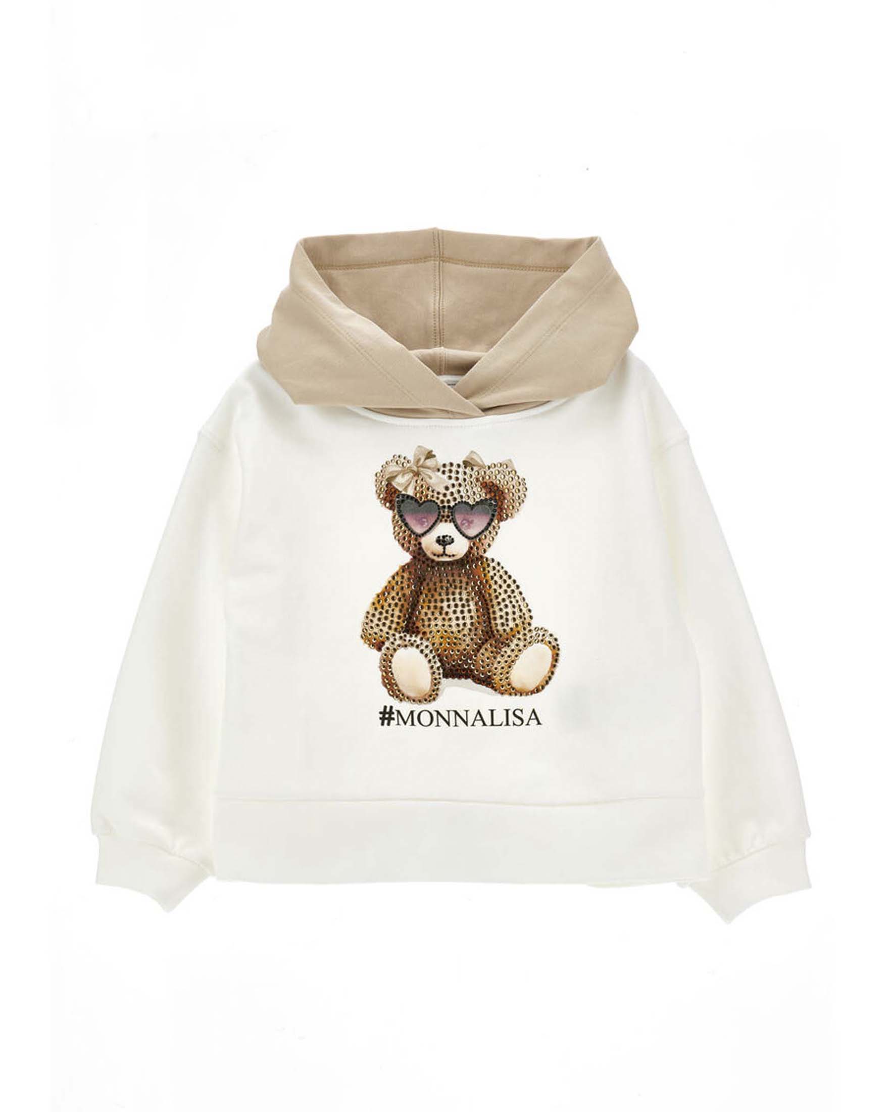 Felpa con orsetto Monnalisa con cappuccio e zip