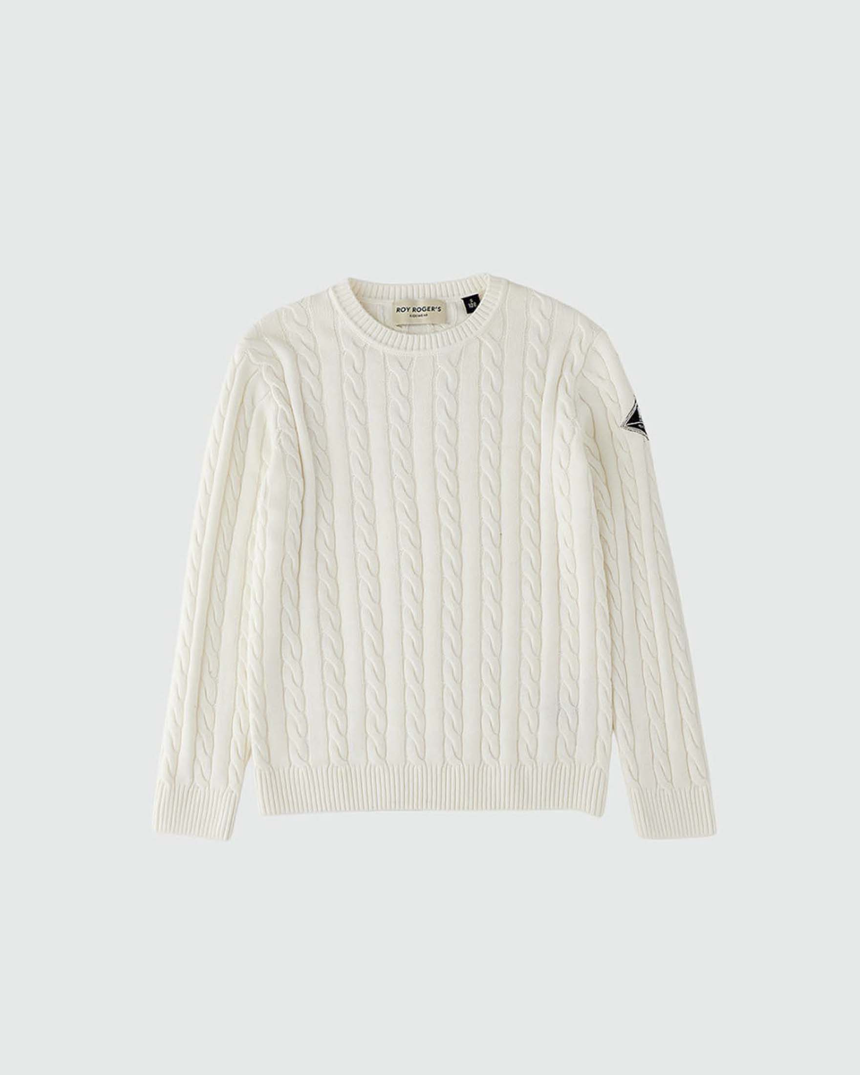 Maglione color panna Roy Roger's intrecciato in misto cotone