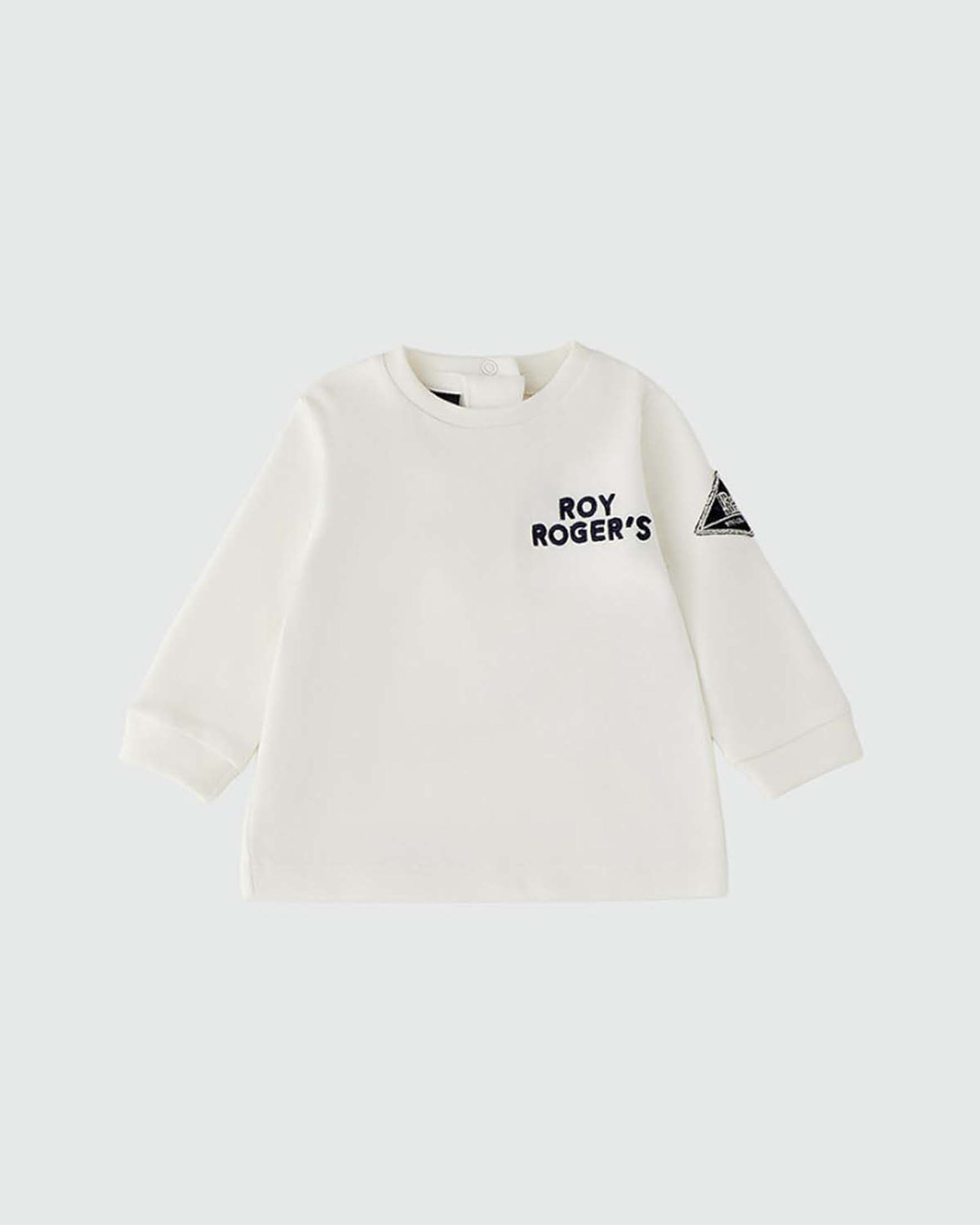 T-shirt bianca Roy Roger's in puro cotone con logo blu ricamato