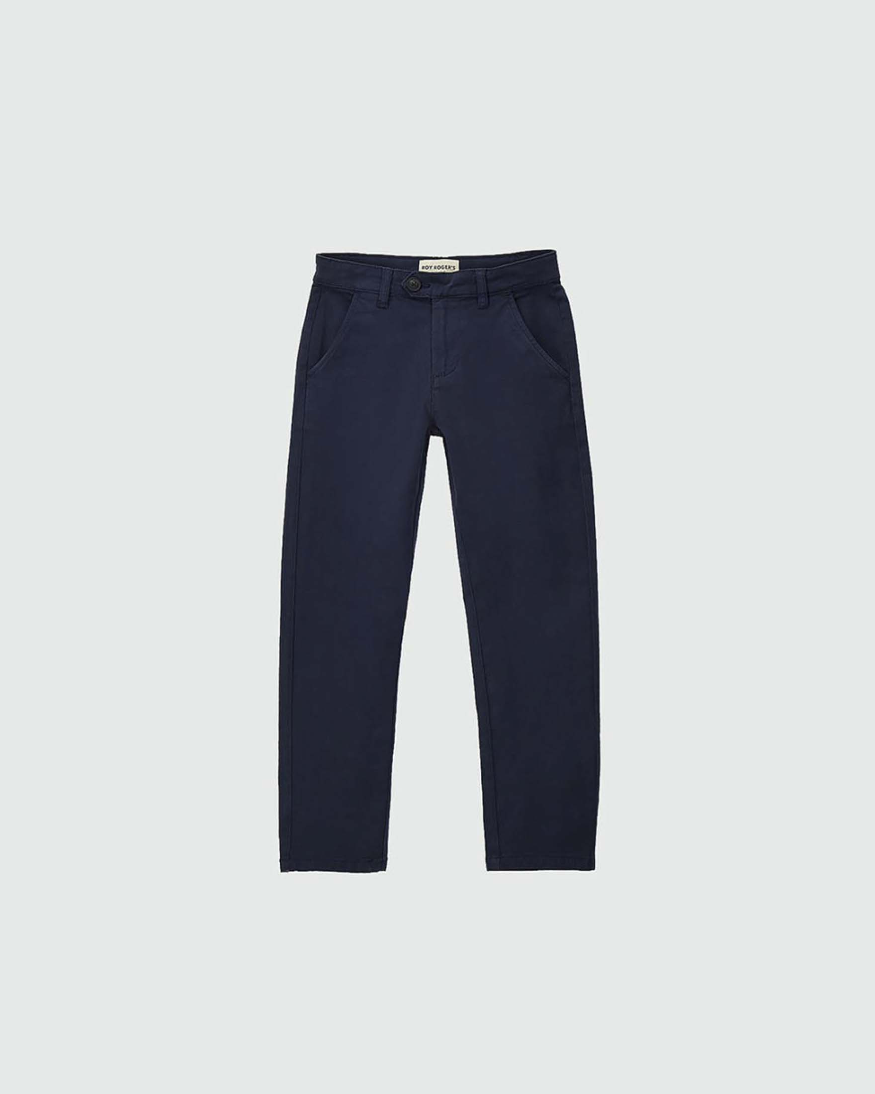 Pantalone chino blu Roy Roger's in gabardina di misto viscosa