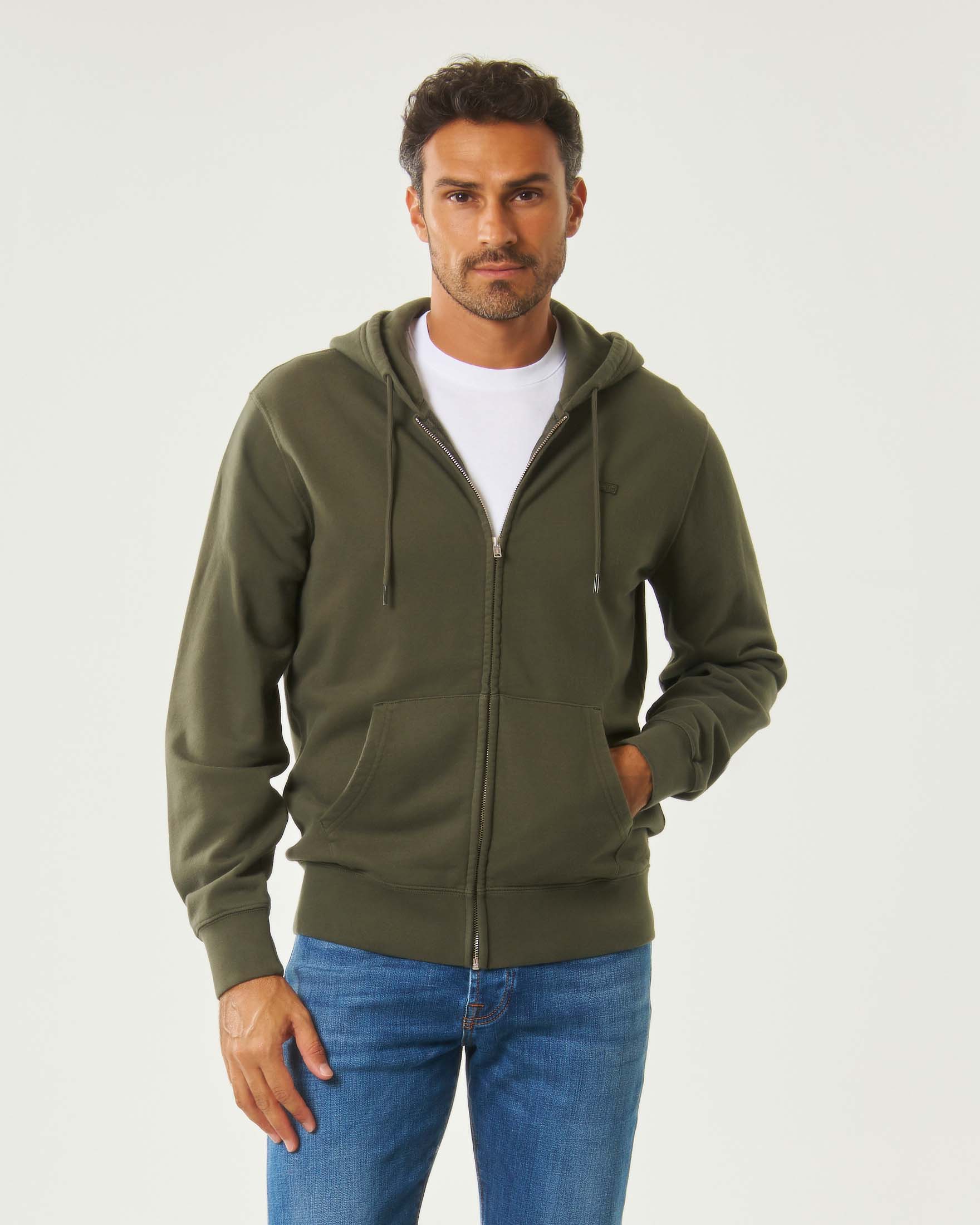 Felpa Levi's verde militare con cappuccio e chiusura zip