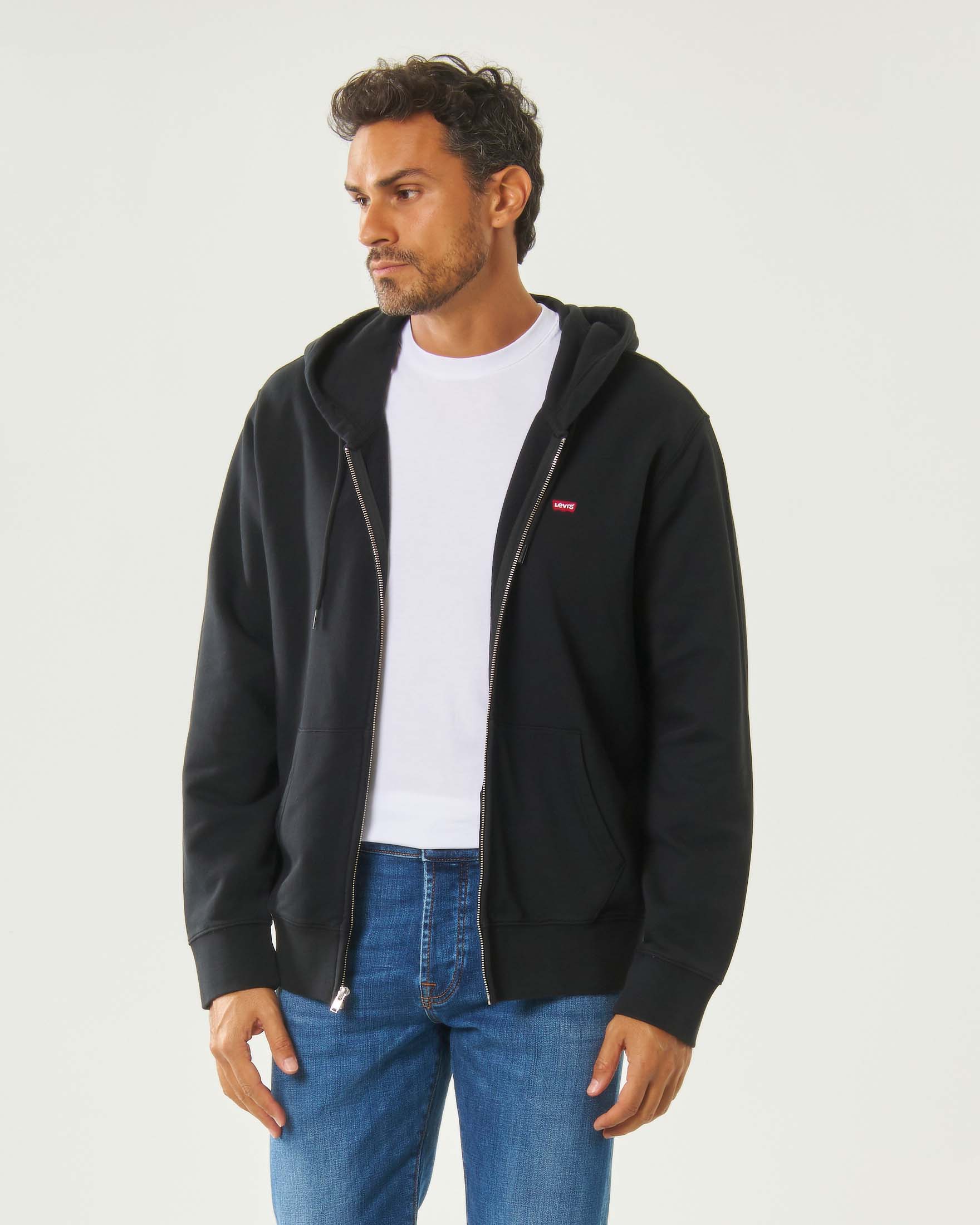 Felpa Levi's nera con cappuccio e chiusura zip