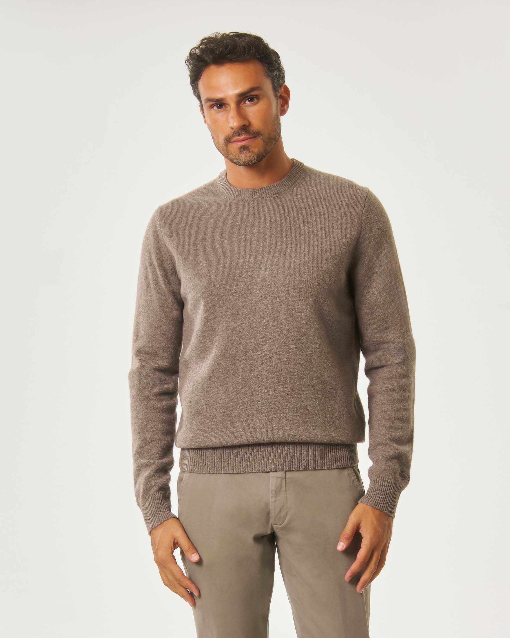 Maglia girocollo MC2 Saint Barth noce in lambswool di pura lana