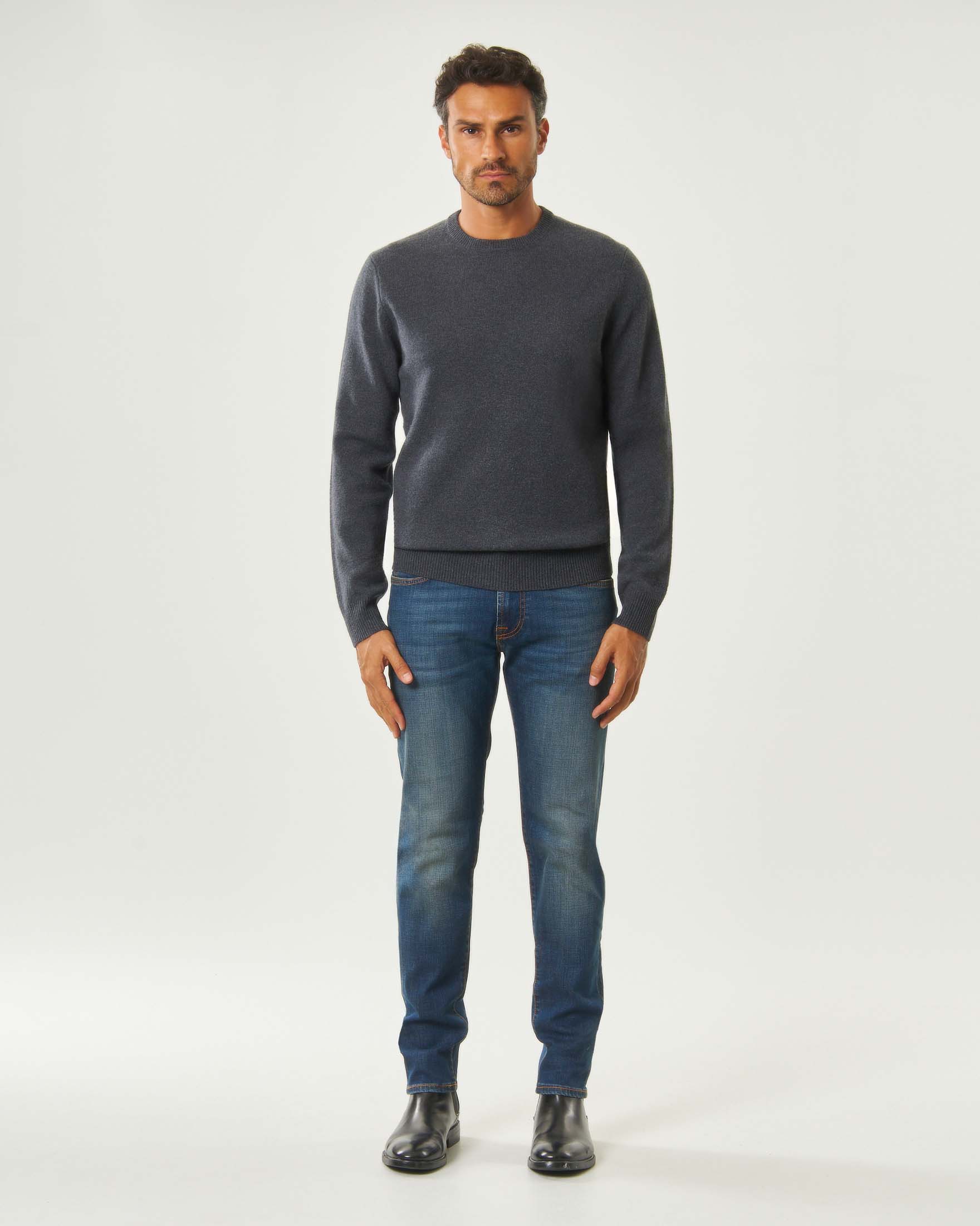 Maglia girocollo MC2 Saint Barth antracite in lambswool di pura lana image