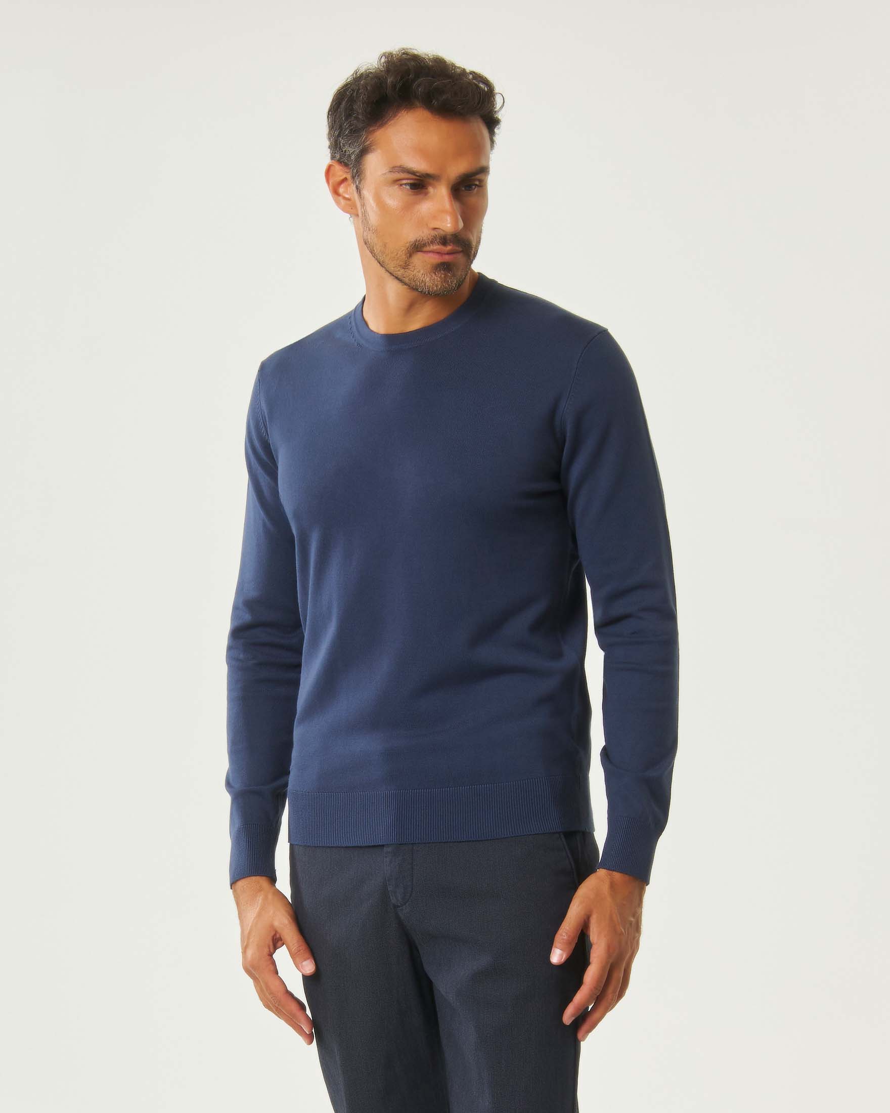 Maglia girocollo Paul Baker blu indaco tinta unita