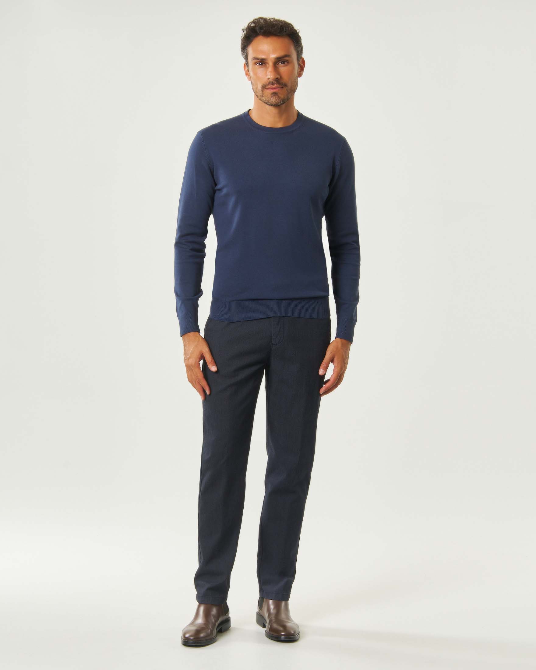 Pantaloni chino blu Paul Baker in cotone elasticizzato punto spillo
