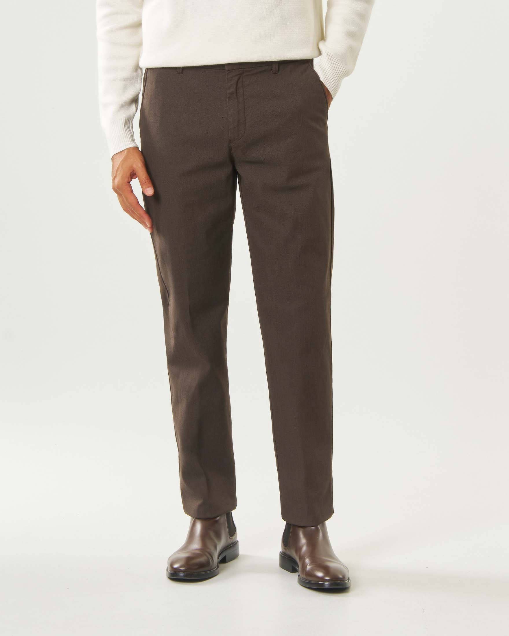 Pantaloni chino marrone Paul Baker in cotone elasticizzato punto spillo image