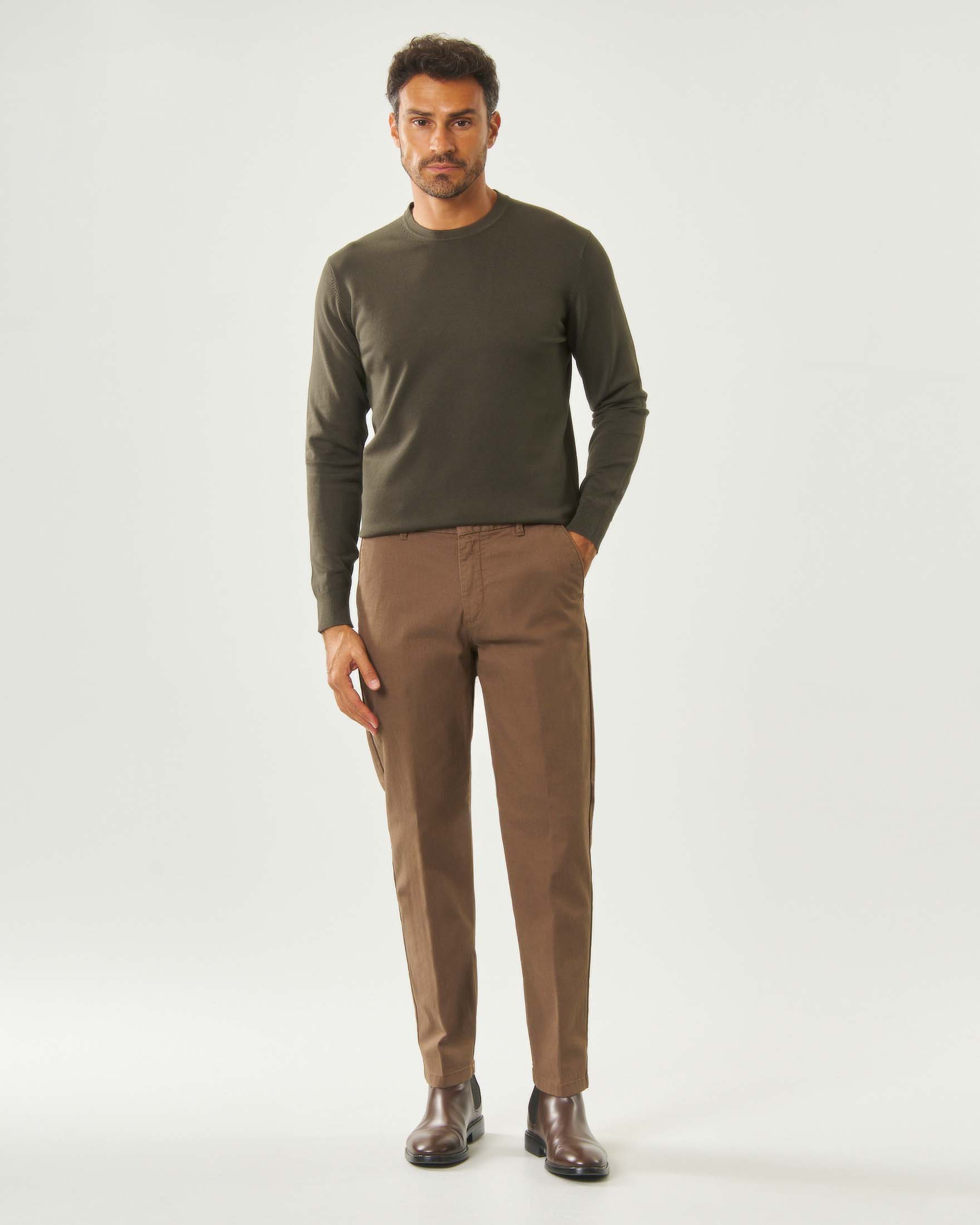 Pantaloni chino caramello Paul Baker in cotone elasticizzato punto spillo