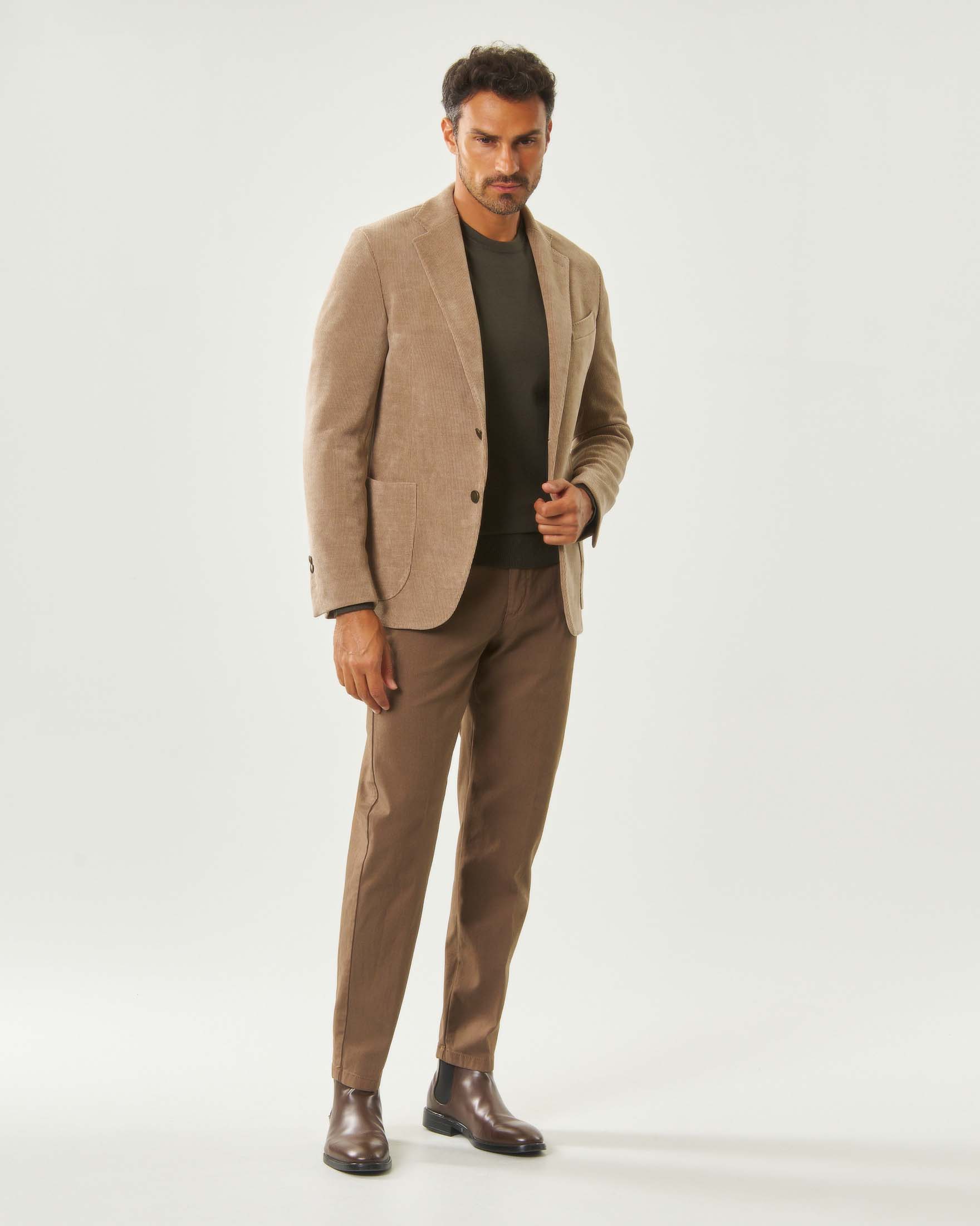 Blazer Paul Baker beige in velluto a costine elasticizzato