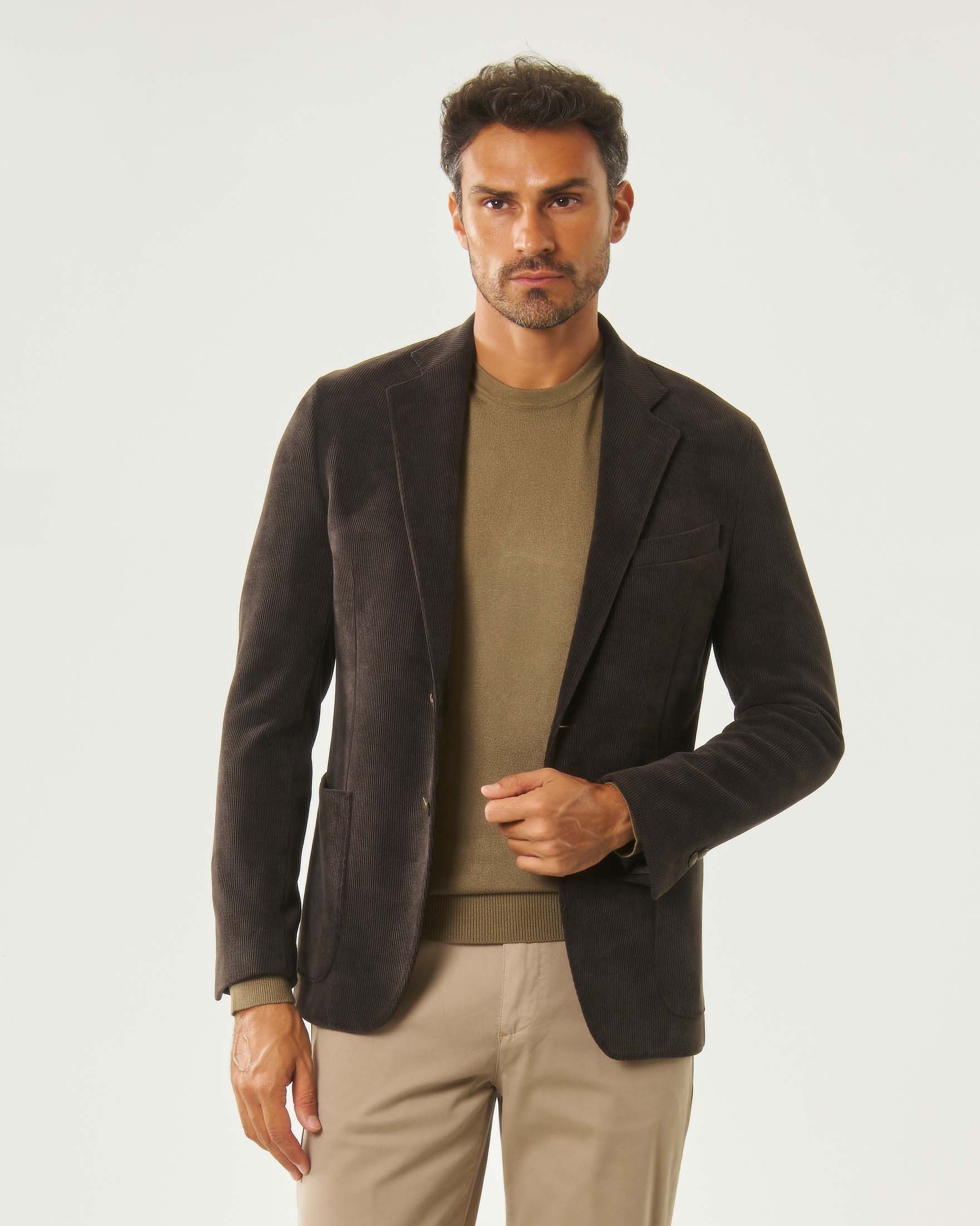 Blazer Paul Baker marrone in velluto a costine elasticizzato