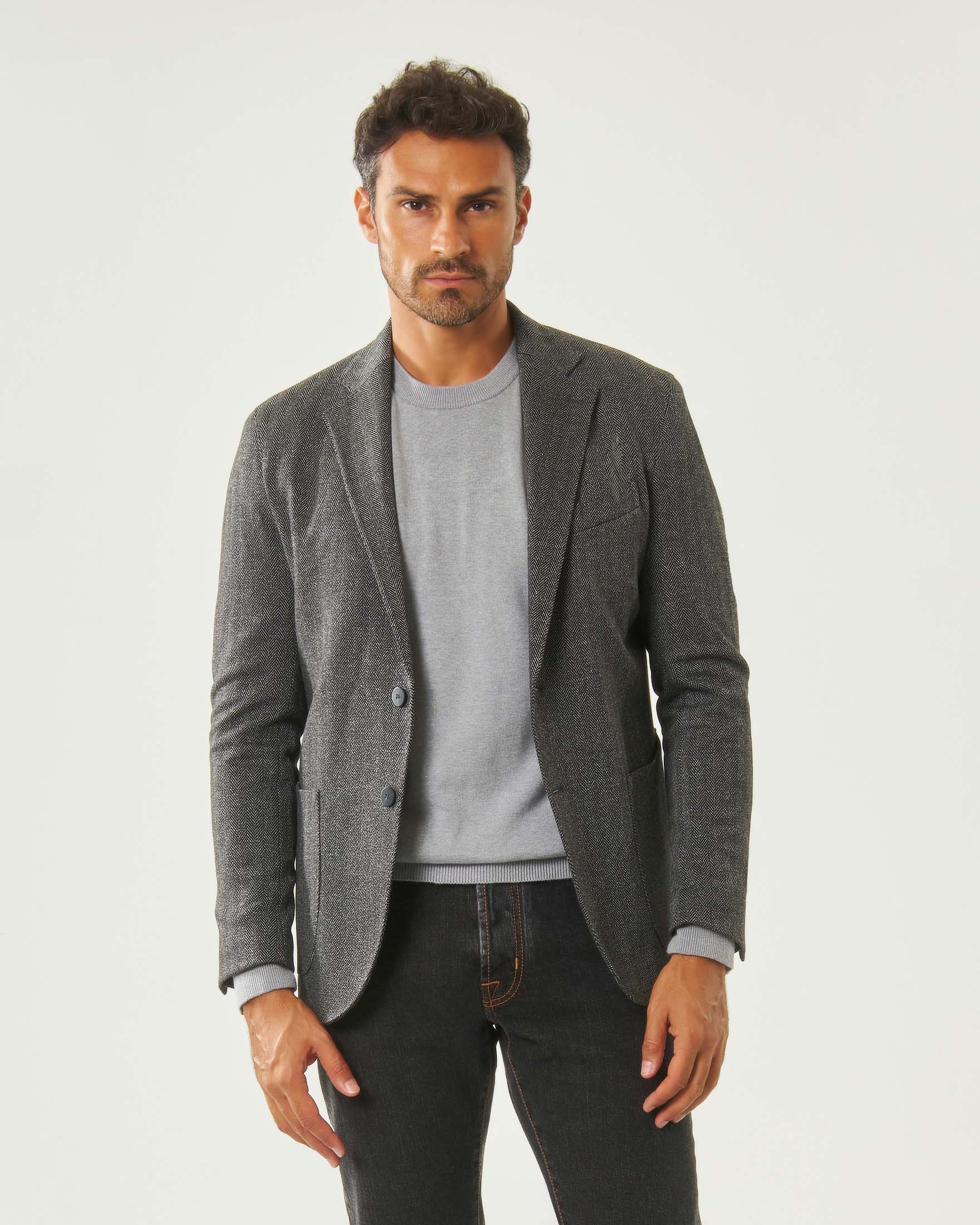 Blazer Paul Baker in jersey chevron grigio antracite image