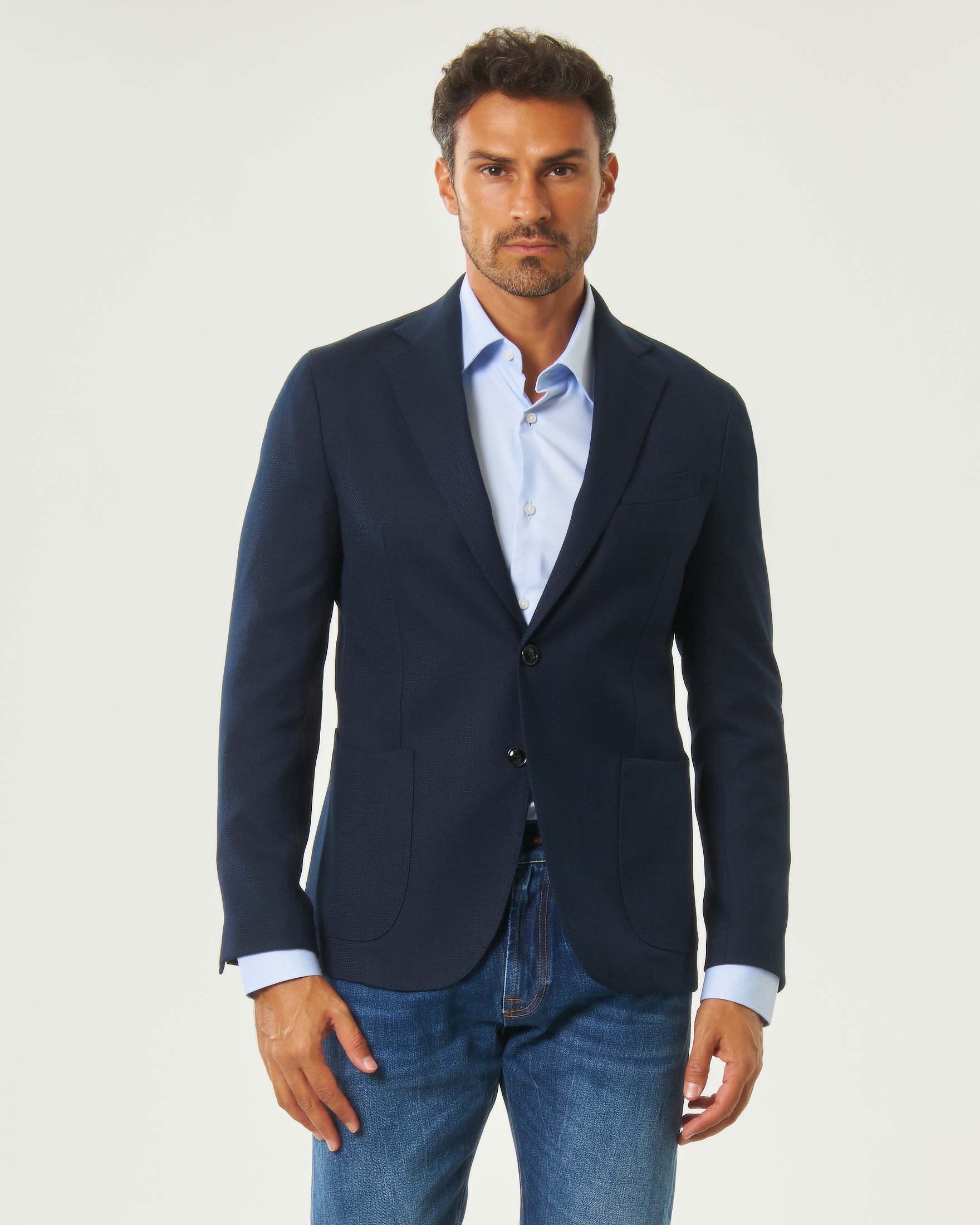 Blazer Paul Baker blu in tessuto micro armatura melange image