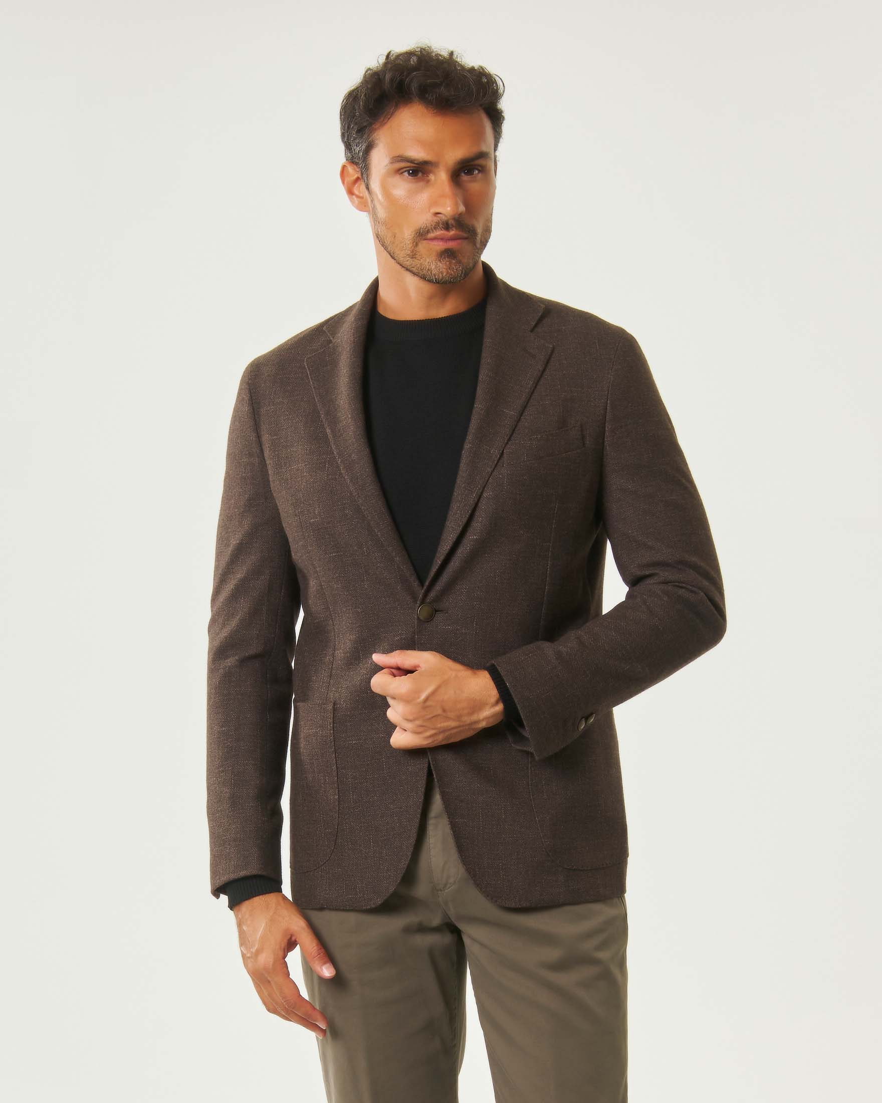 Blazer Paul Baker marrone in tessuto melange elasticizzato image