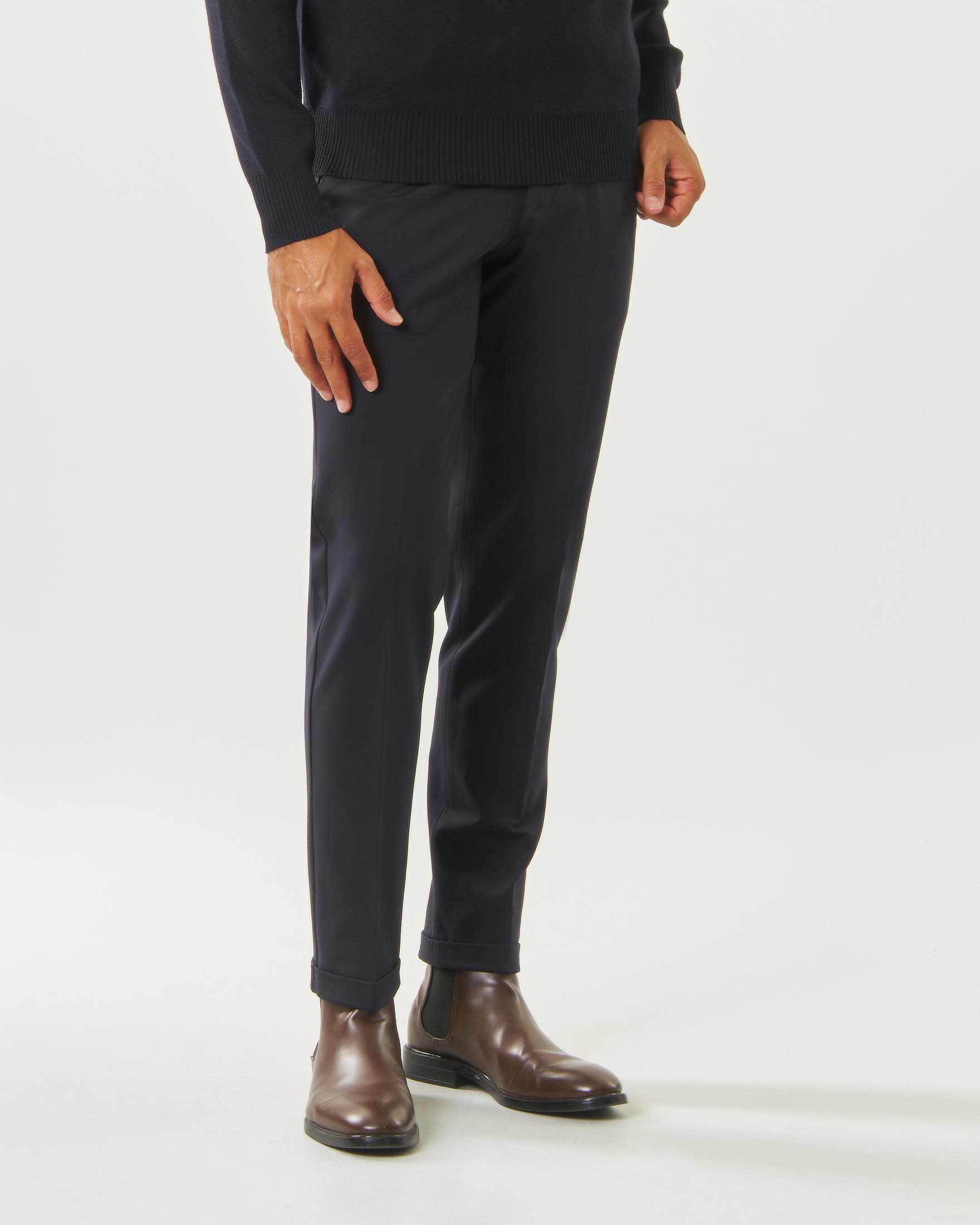 Pantaloni chino blu Paul Baker in Punto Milano elasticizzato image