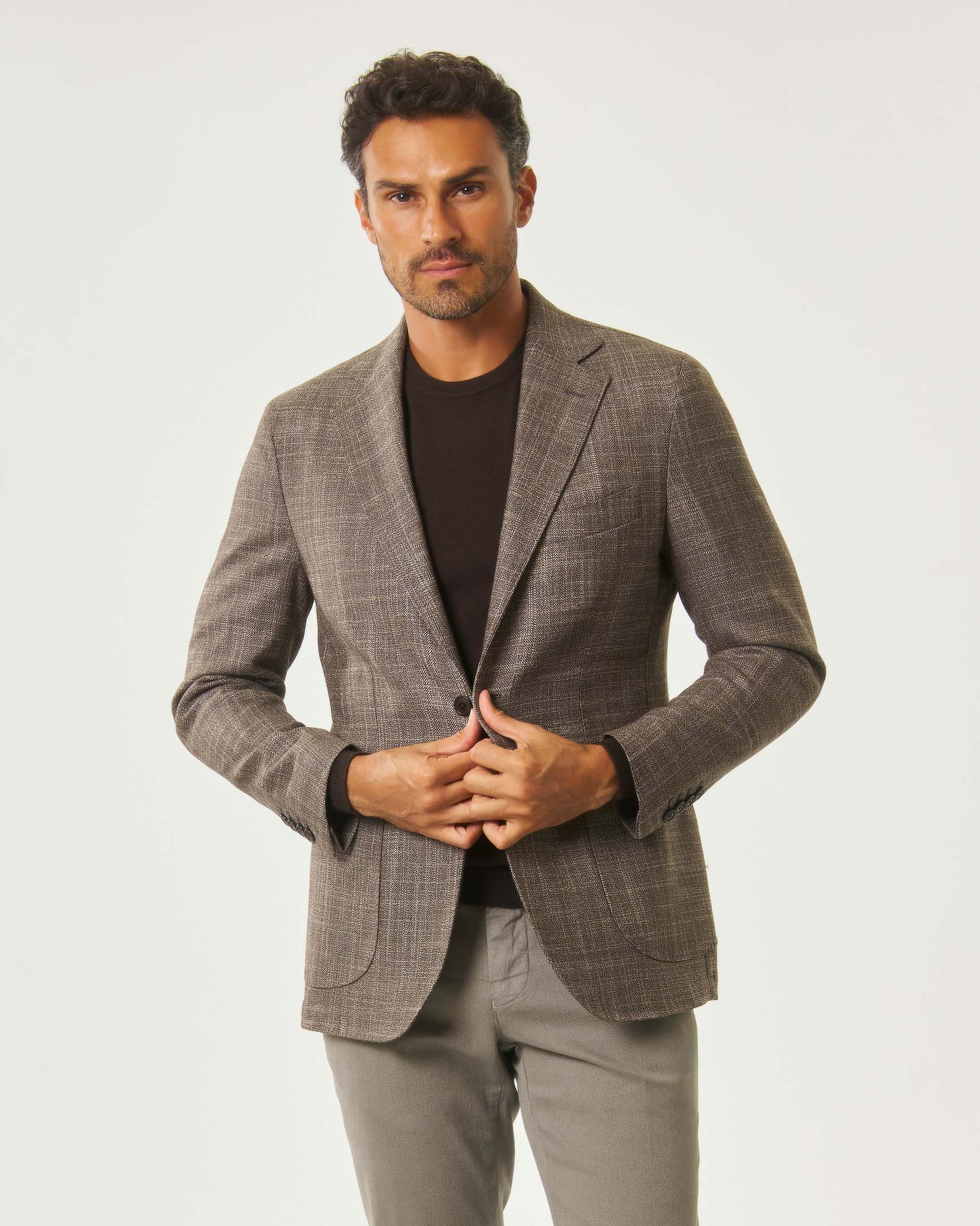 Blazer Rodolfo Pellizzari in lana e seta Vitale Barberis Canonico noce image