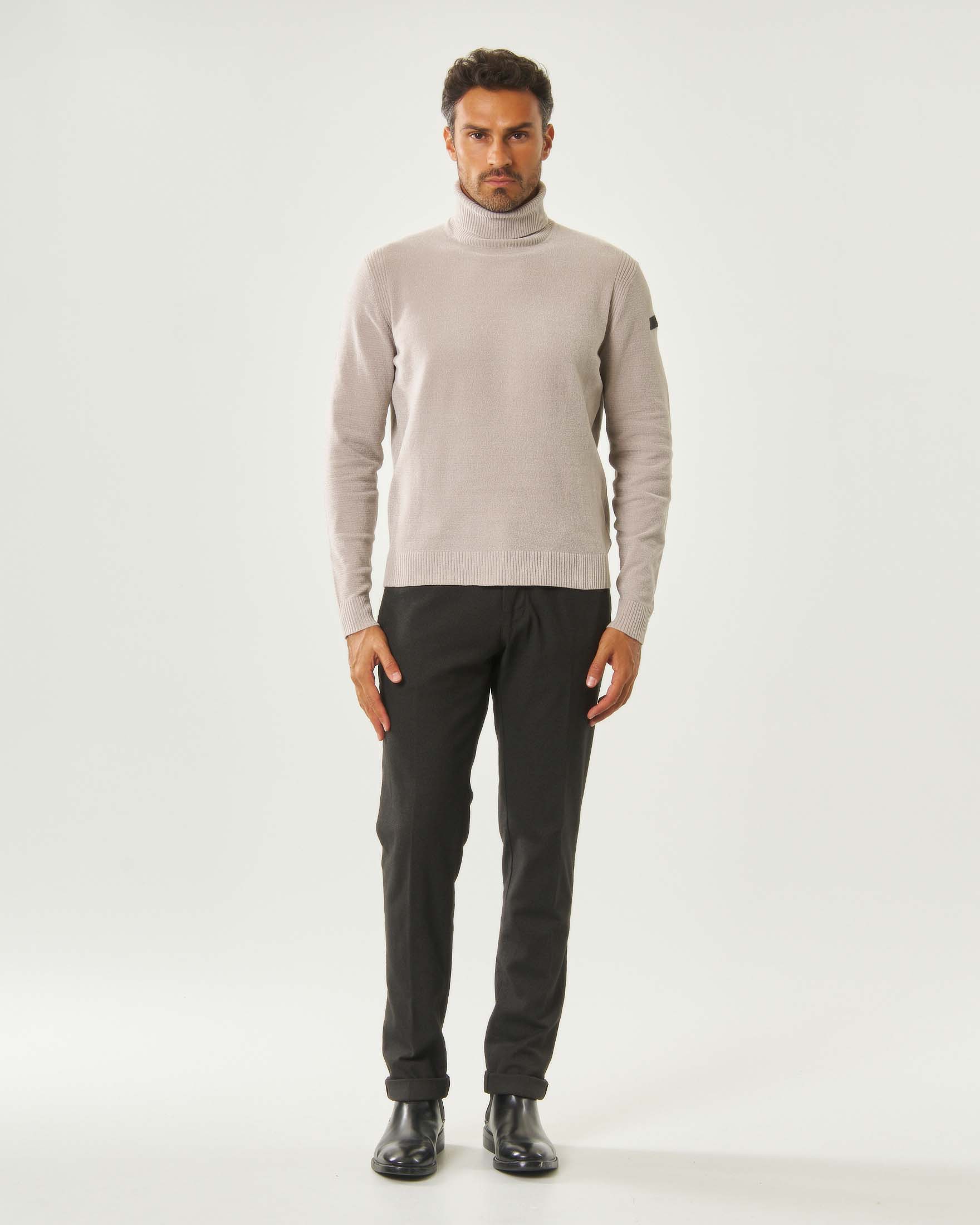 Pantaloni chino Powell Levanto marroni slim-fit in cotone e modal stretch micro pied de poule