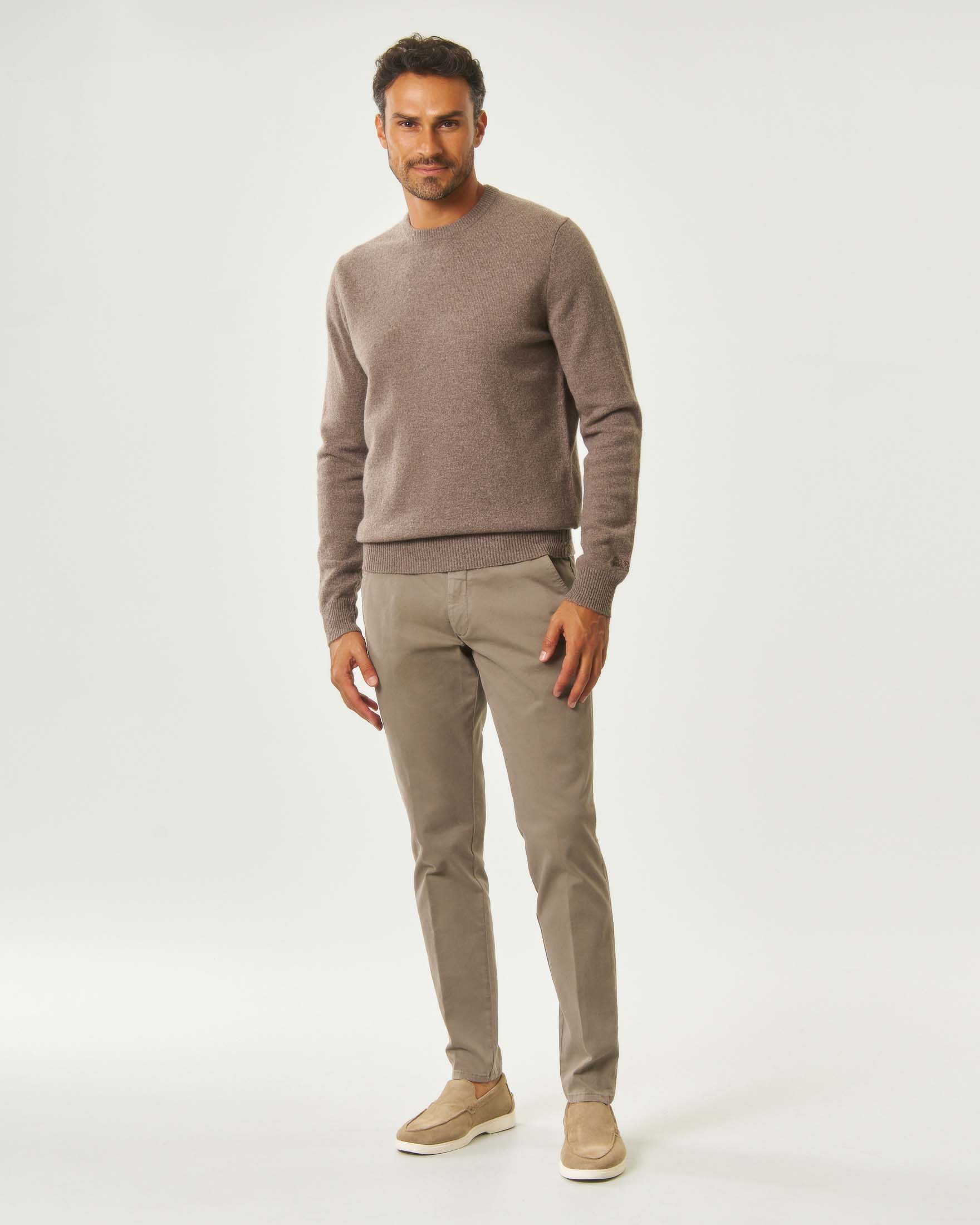 Pantalone chino New Rolf Roy Roger's tortora slim-fit in gabardina di cotone stretch