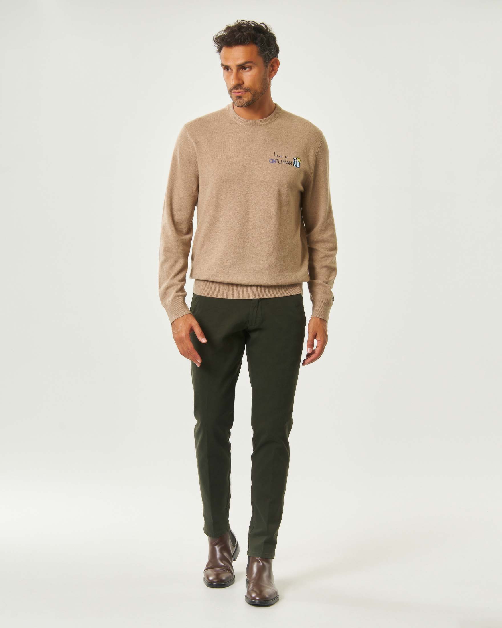 Pantalone chino New Rolf Roy Roger's verde scuro slim-fit in gabardina di cotone stretch