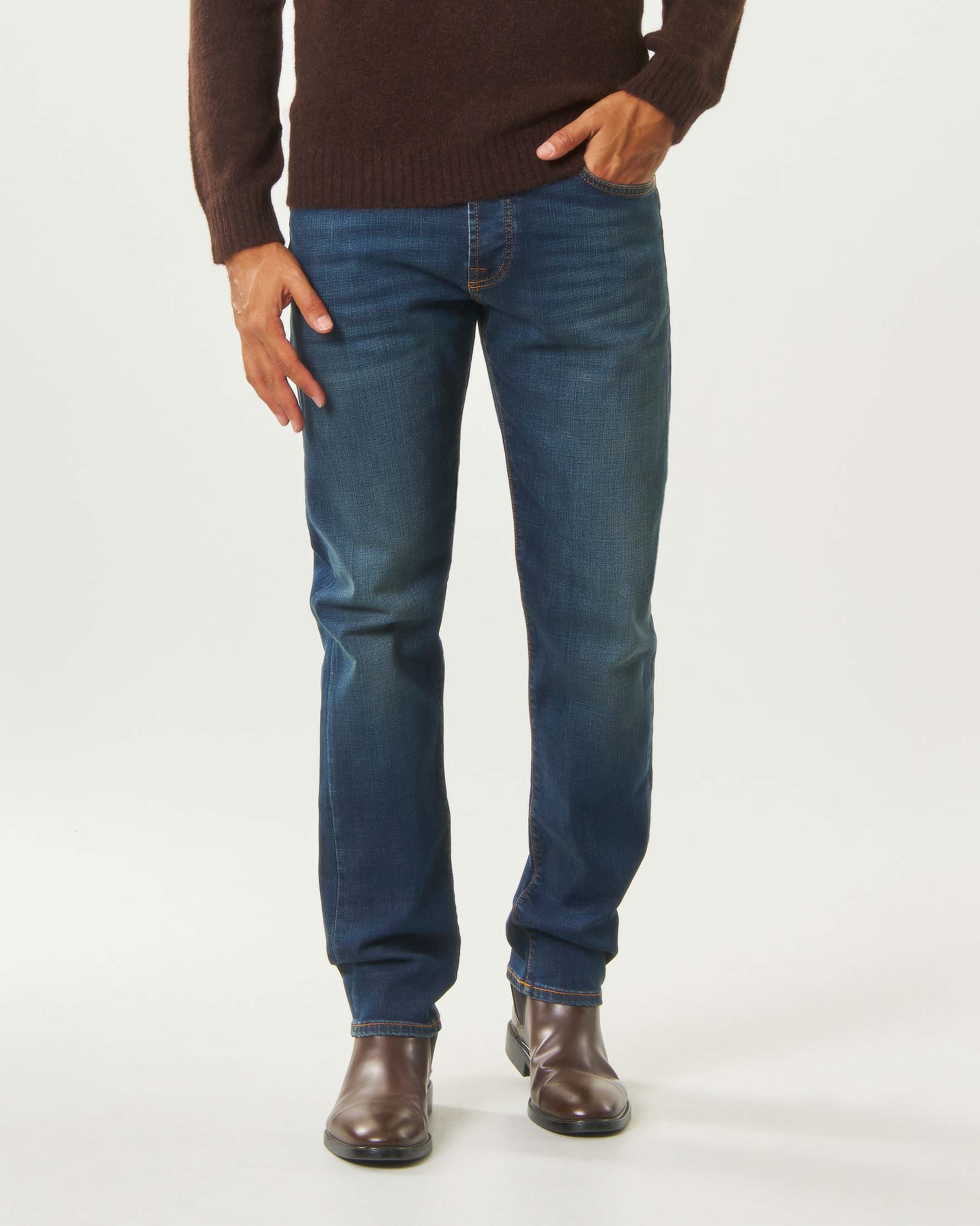 Jeans Roy Roger's 529 Carlin slim fit in cotone stretch lavaggio scuro image