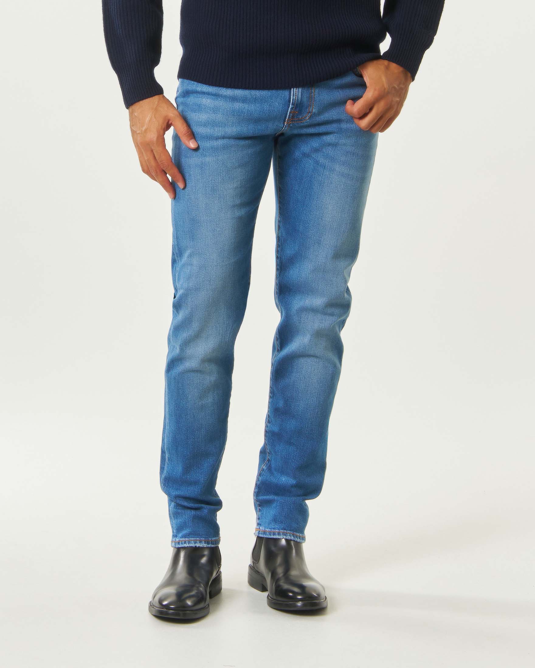 Jeans 517 Roy Roger's slim-fit in cotone stretch lavaggio Wash57 chiaro super stone washed image