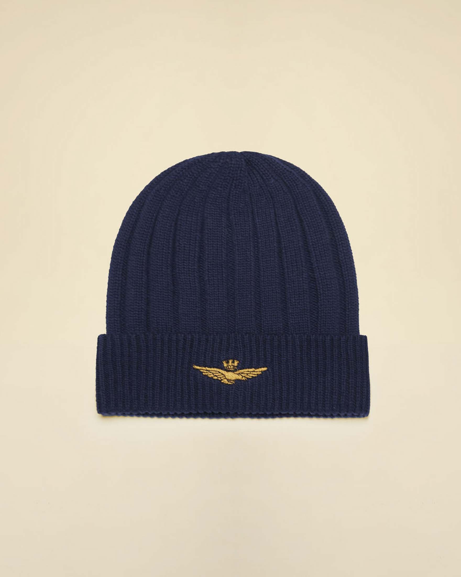 Berretto Aeronautica Militare blu in puro cotone a coste