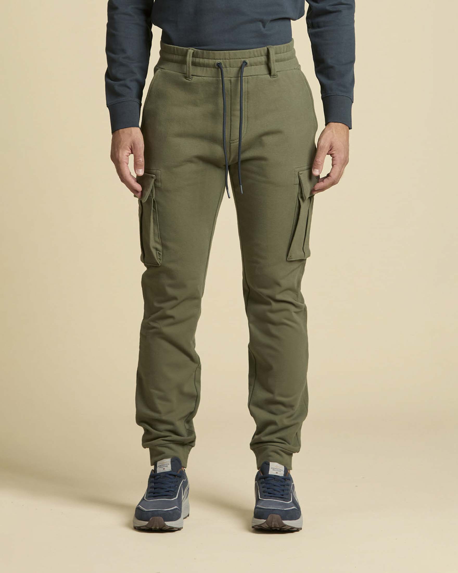 Joggers cargo Aeronautica Militare verde in cotone stretch