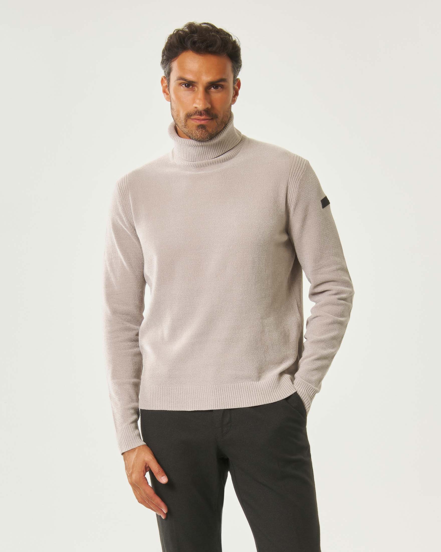 Dolcevita R.R.D. beige Velvet Turtleneck Knit in ciniglia con maniche raglan