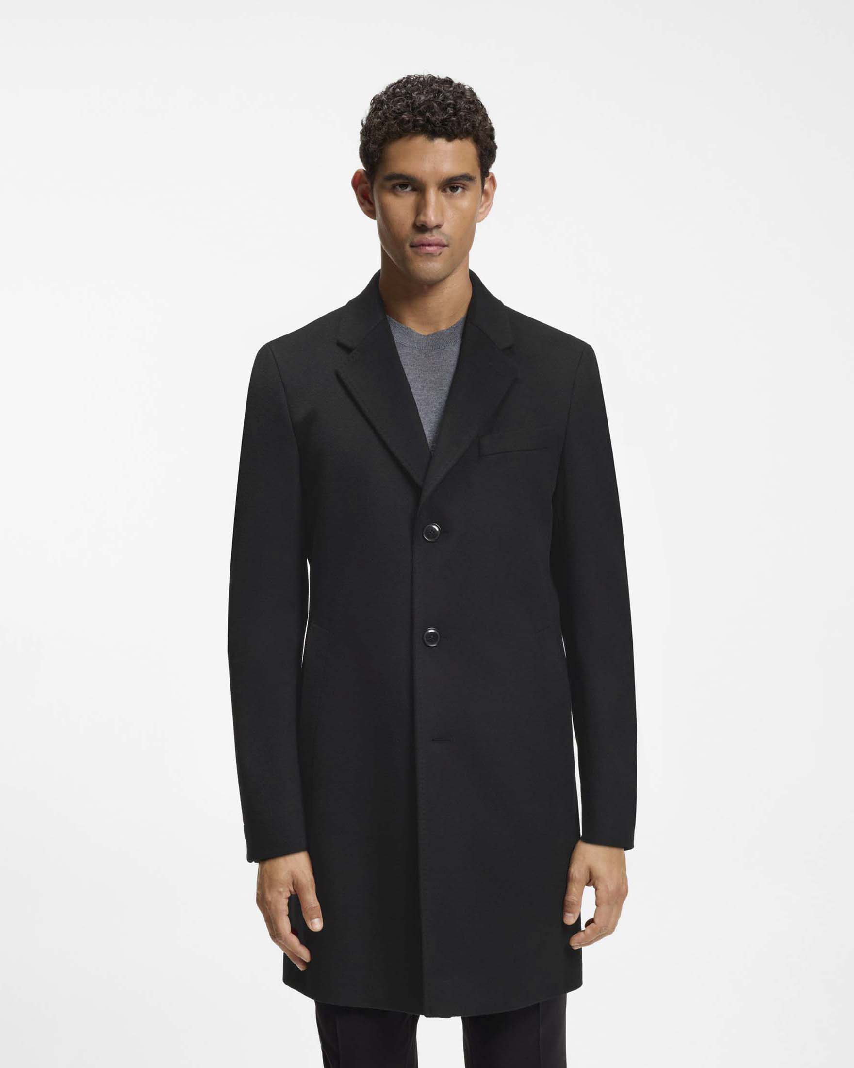 Cappotto Boss nero slim fit in lana e cashmere image