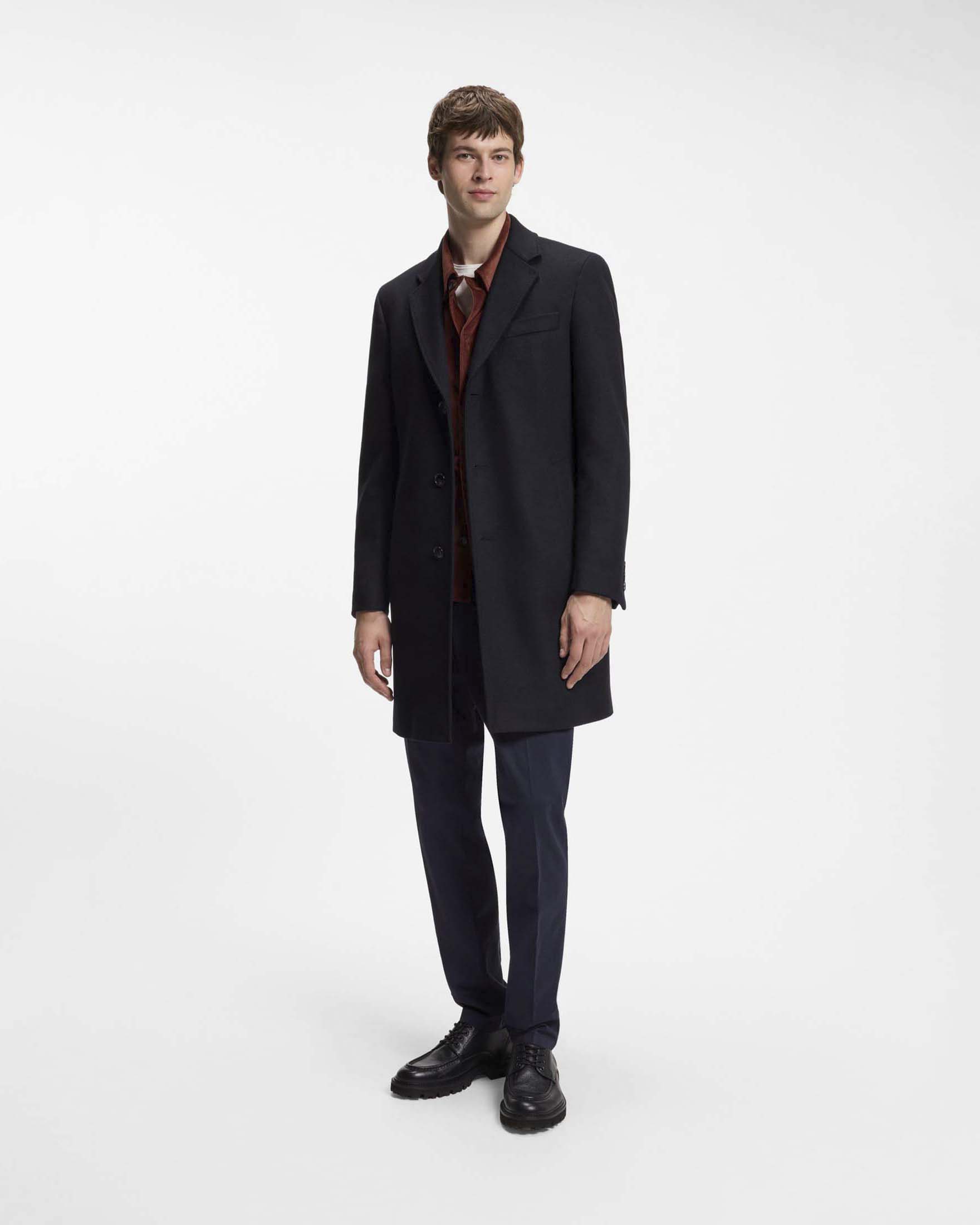 Cappotto Boss blu slim fit in lana e cashmere image