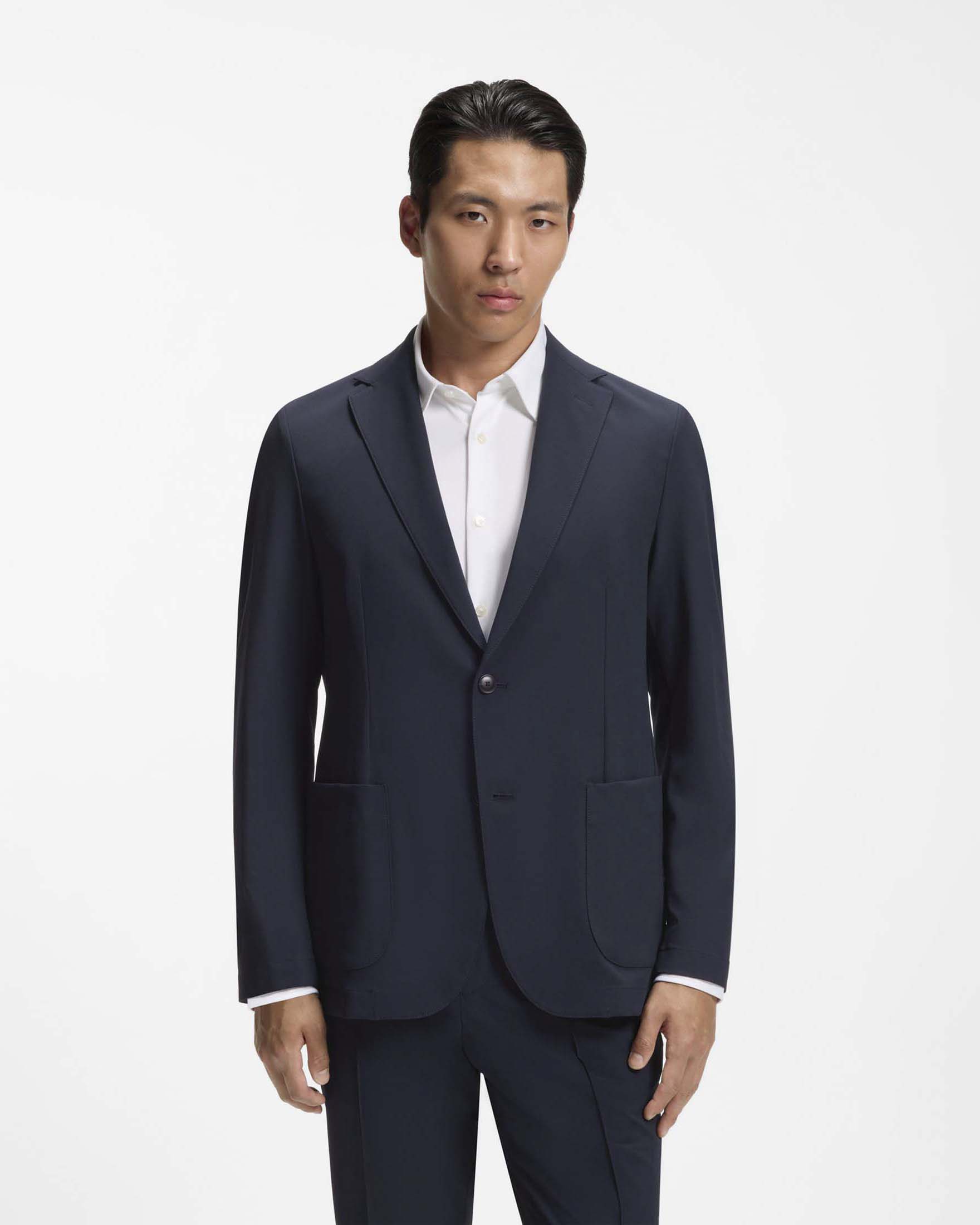 Blazer Boss blu slim fit in tessuto tecnico stretch image