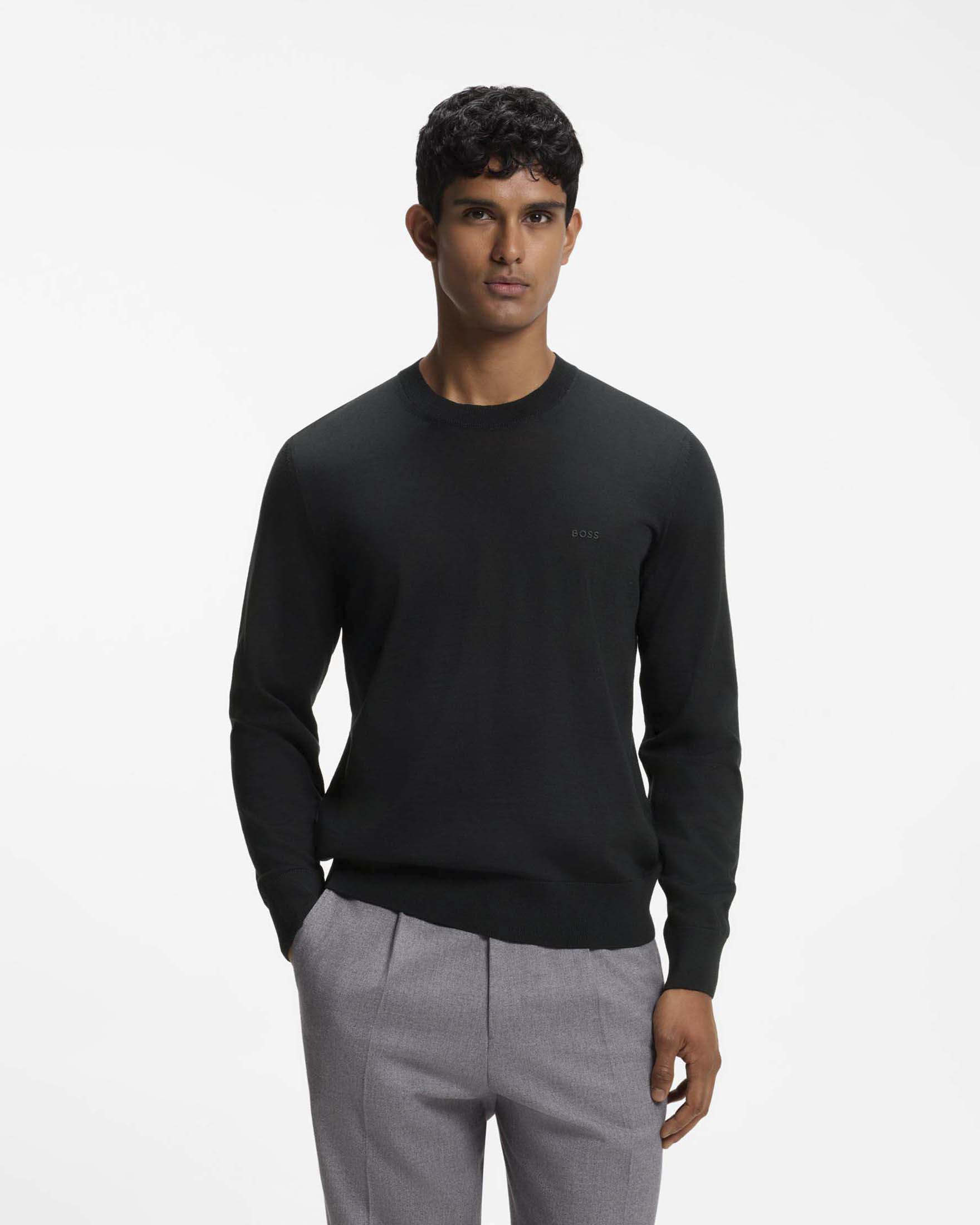 Maglioncino Boss in lana merino extrafine nero image