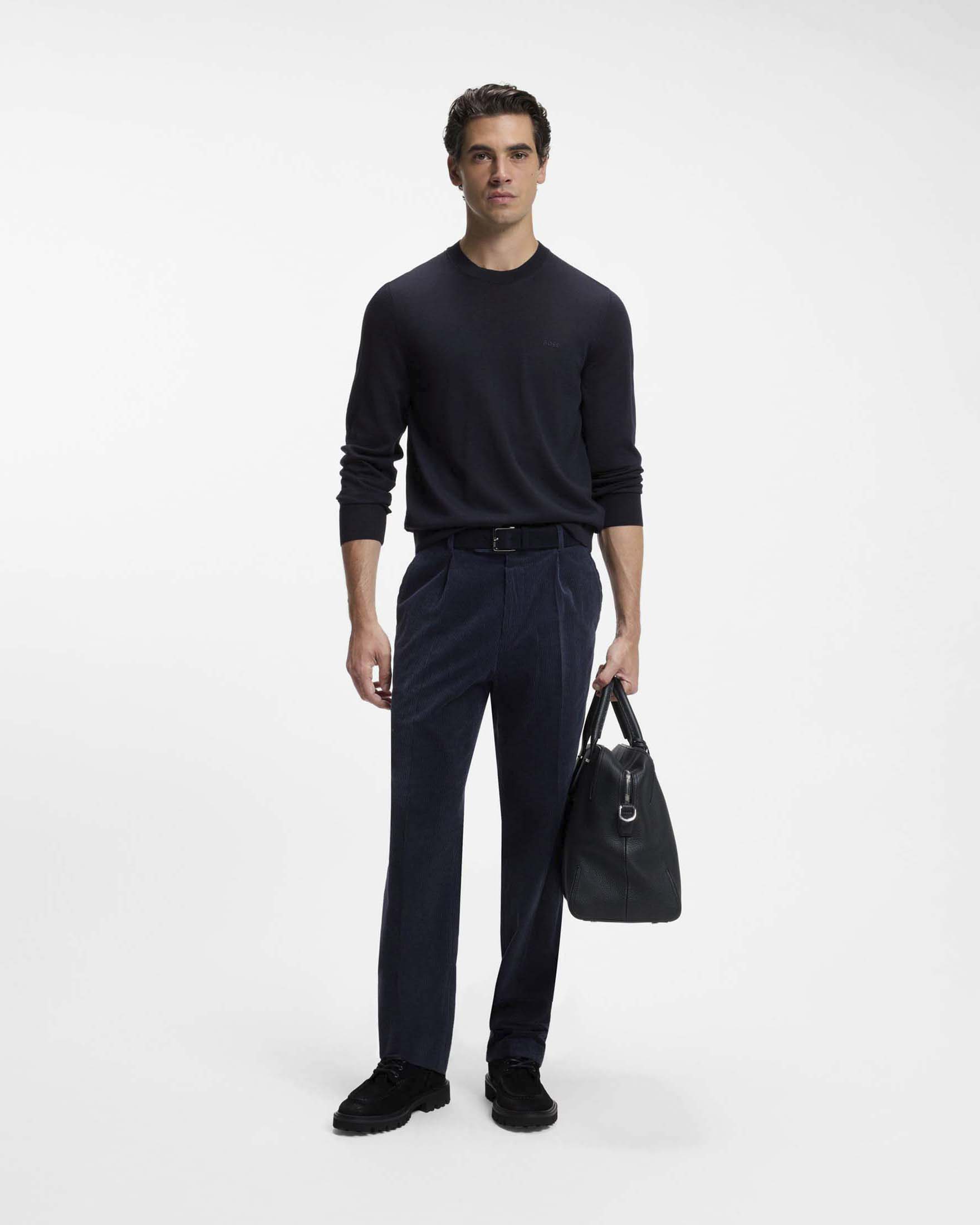 Maglioncino Boss in lana merino extrafine blu