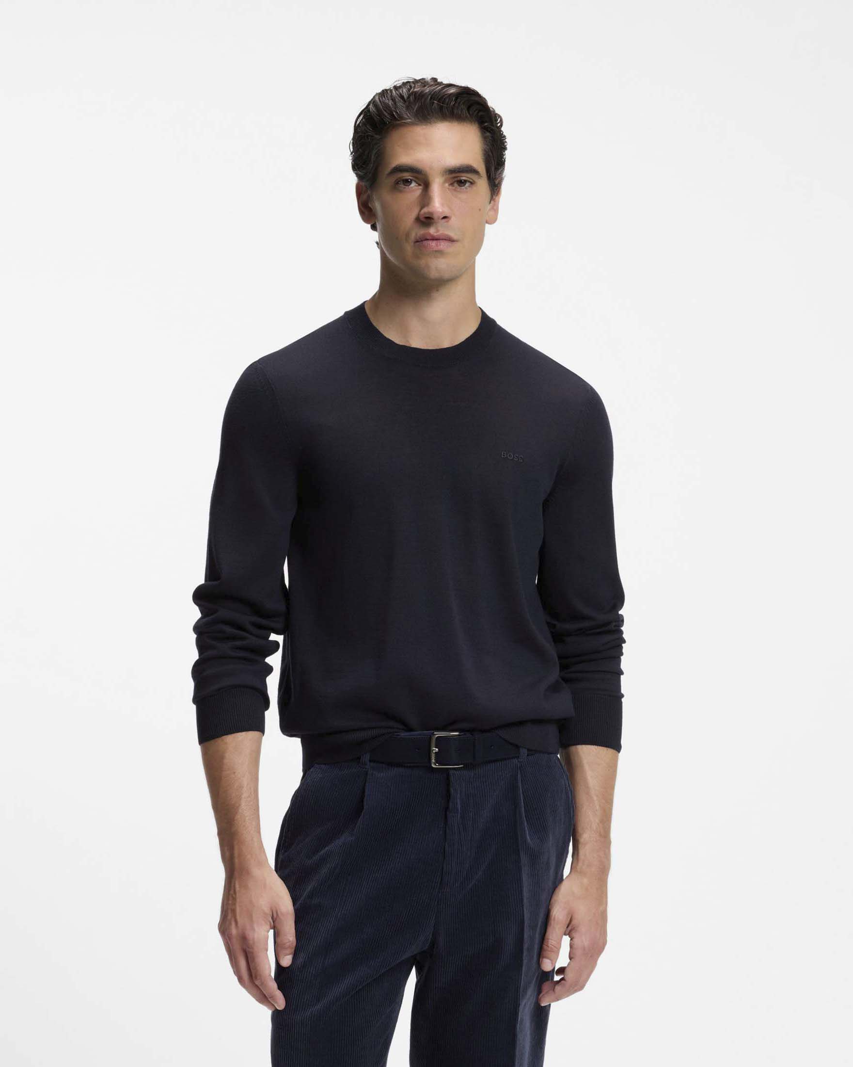 Maglioncino Boss in lana merino extrafine blu image
