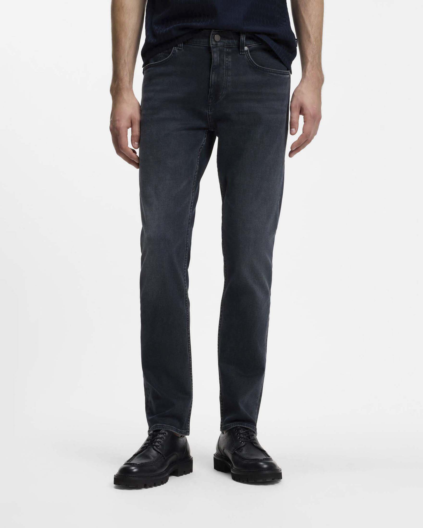 Jeans Boss Delaware slim fit in cotone stretch lavaggio blu scuro image