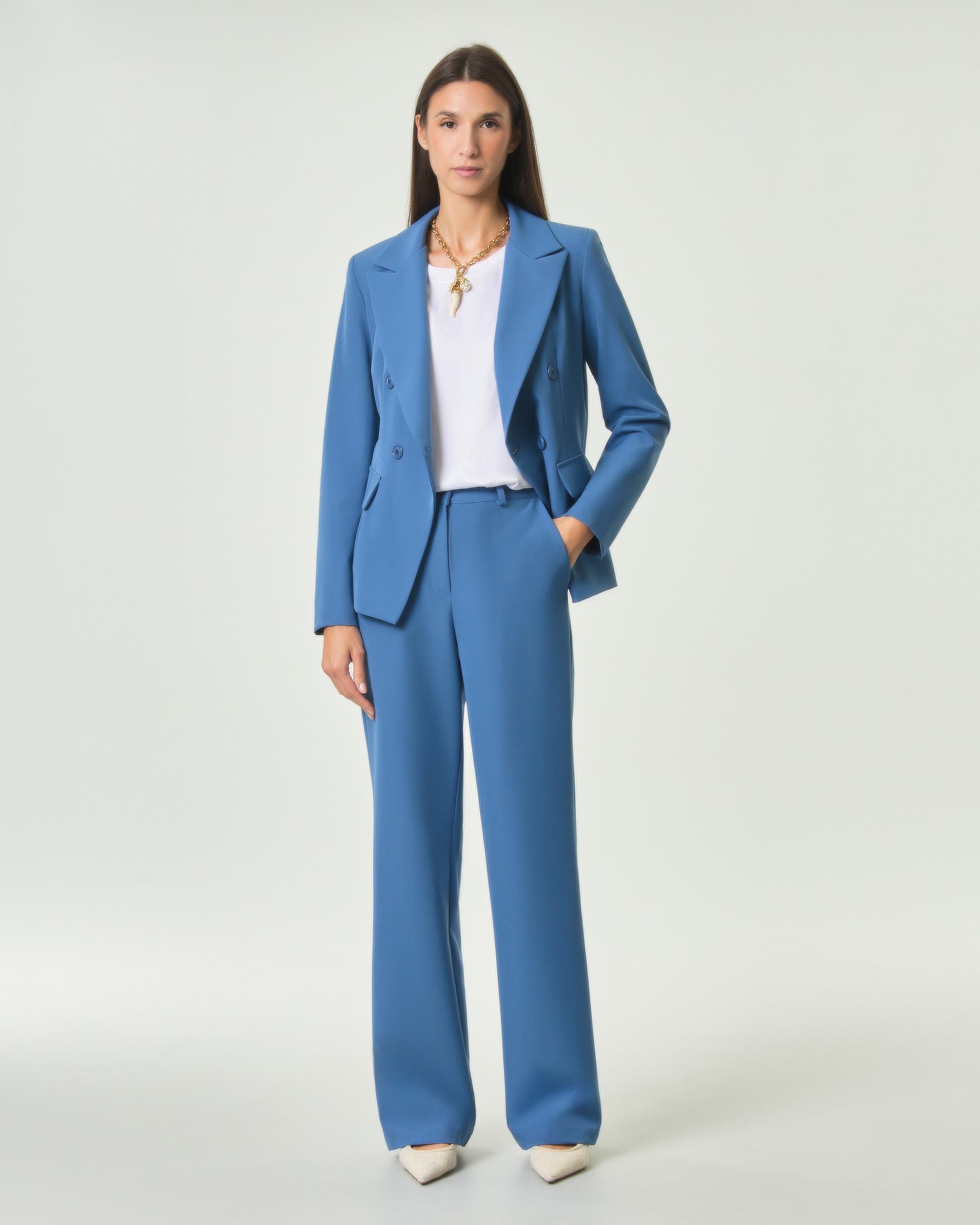 Blazer sfiancato doppiopetto Hlo! carta di zucchero in tessuto bistretch con rever a lancia image