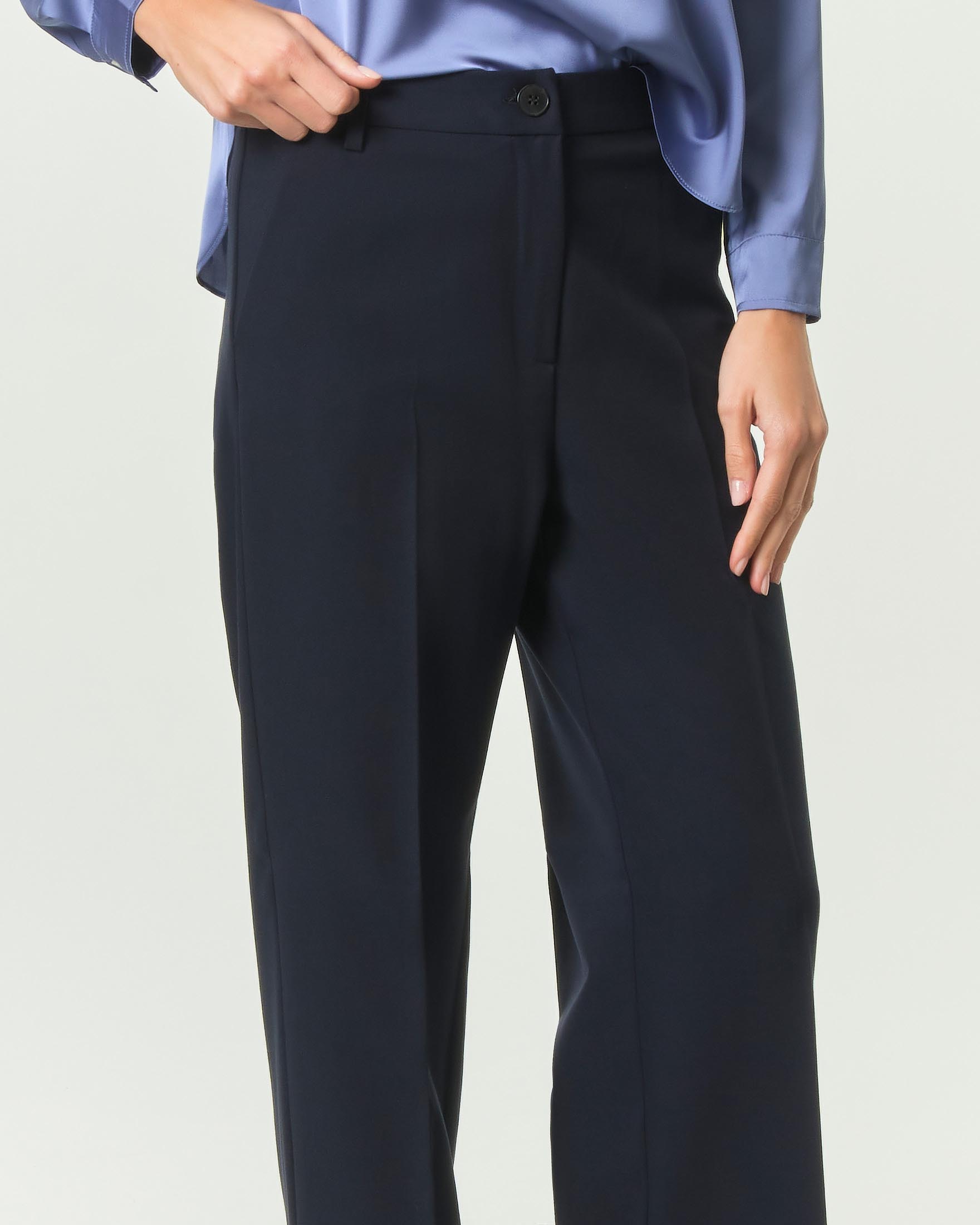 Pantalone dritto Emme Marella blu in gabardina di misto viscosa stretch image