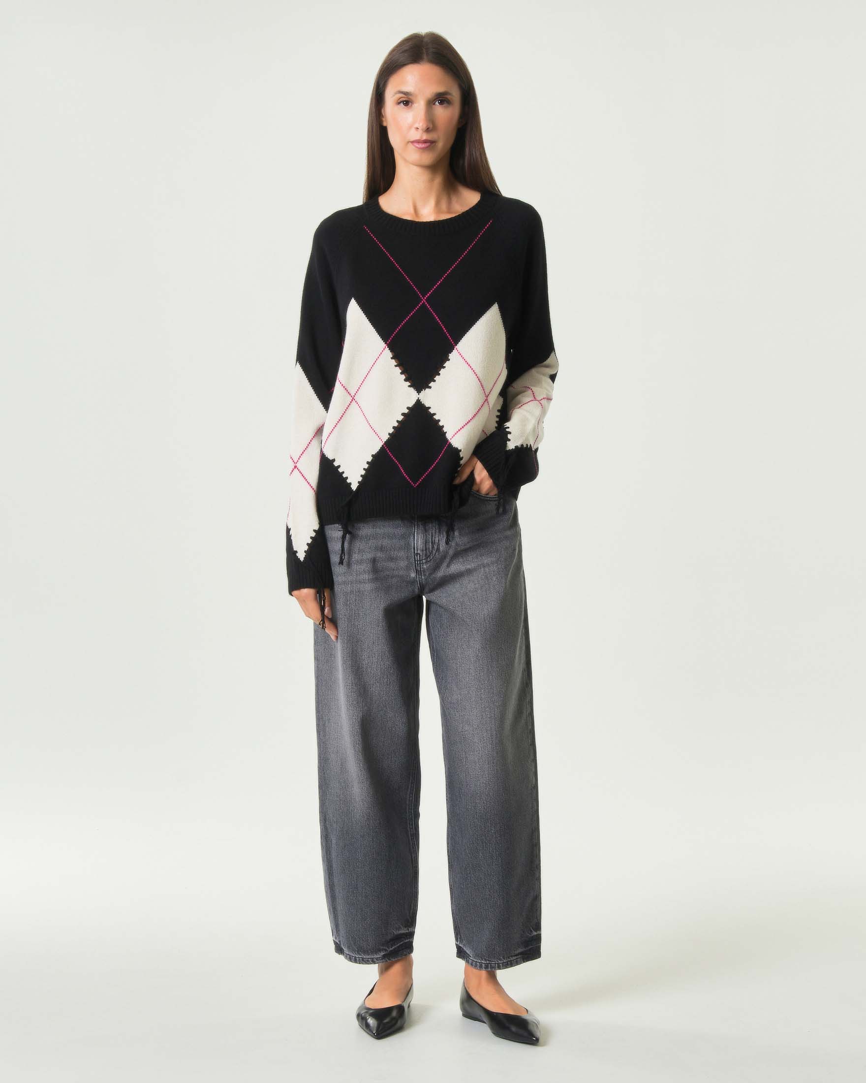 Jeans balloon fit Pinko grigi in denim di cotone e lyocell con logo Love Birds sul retro
