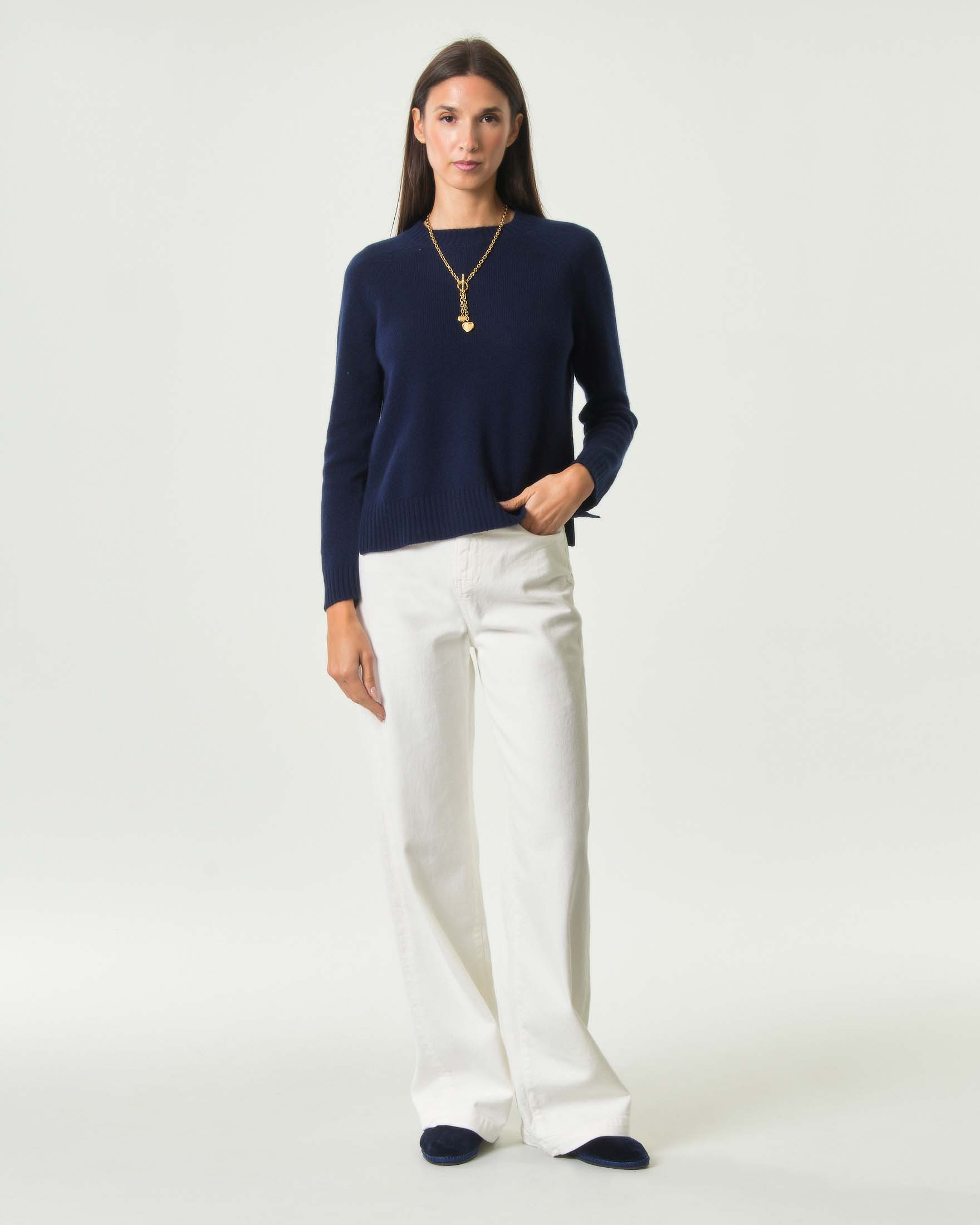 Pantaloni 5 tasche flare Marta Roy Roger's color panna in twill di cotone stretch