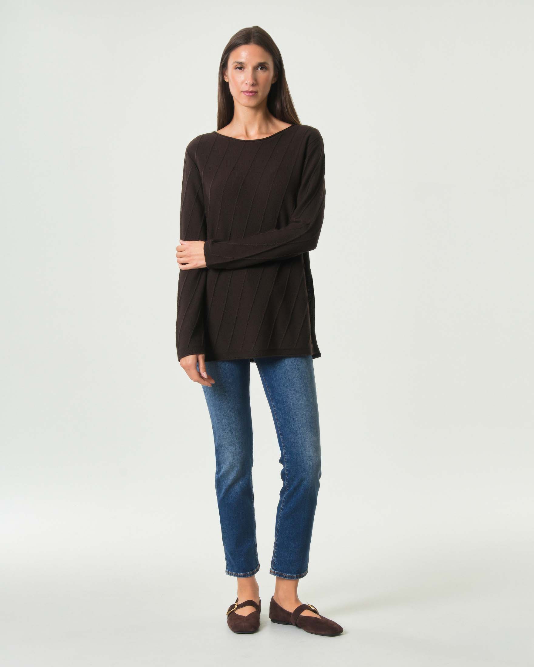 Jeans slim Flo High Khia Roy Roger's in denim stretch di cotone stonewash con baffature