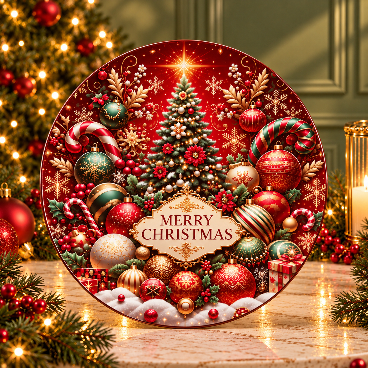 Sottopiatto Rosso Merry Christmas d.33