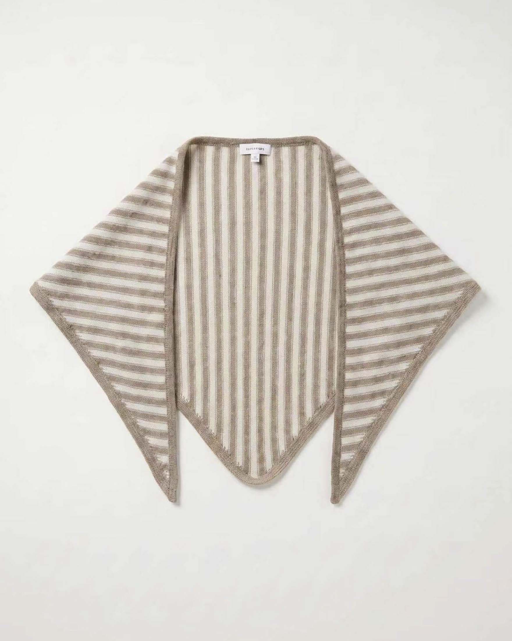 Mantellina triangolare Intuition Paris beige a righe panna in misto cashmere lana e viscosa