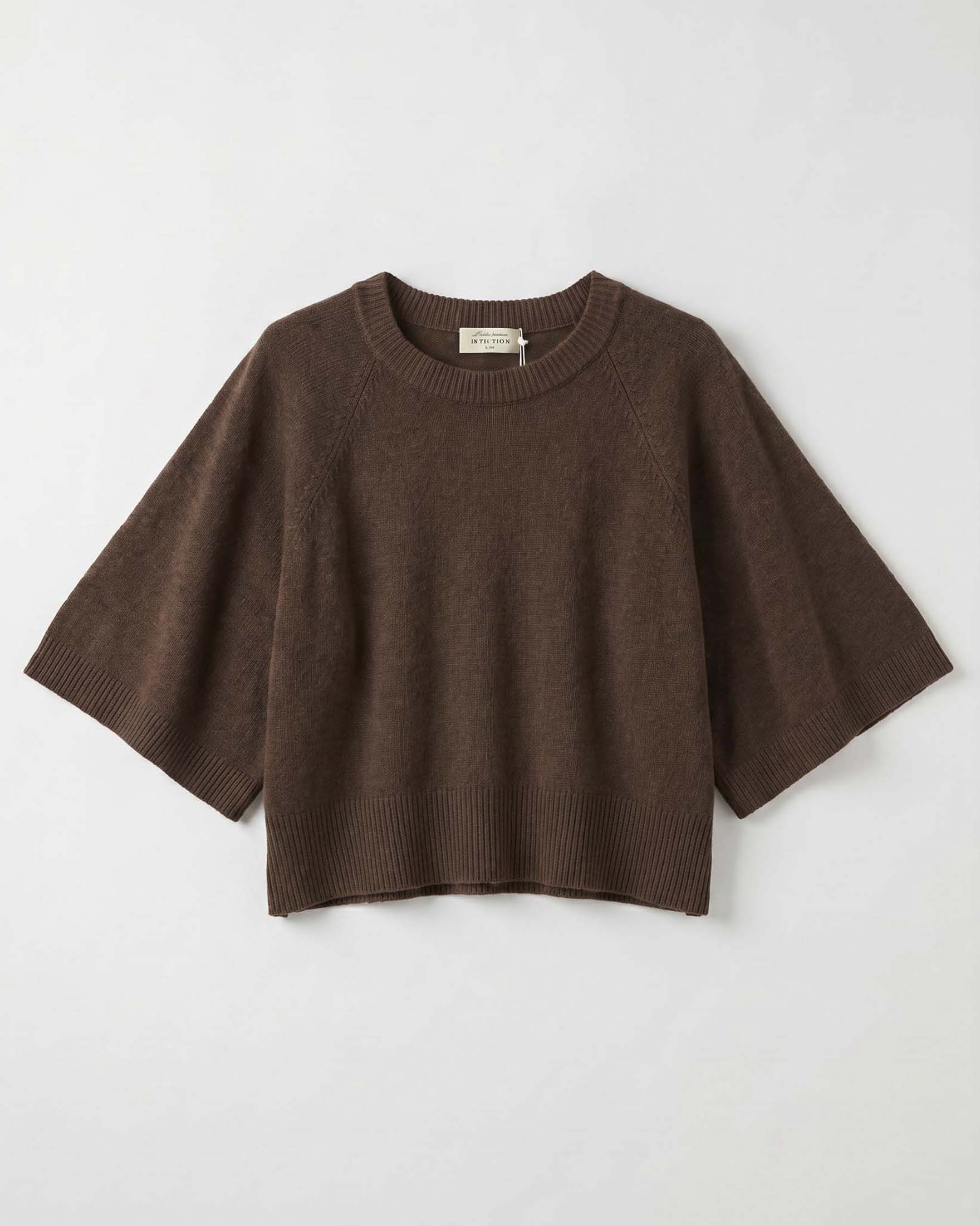 Maglia boxy Intuition Paris marrone in misto cashmere e lana con maniche a farfalla