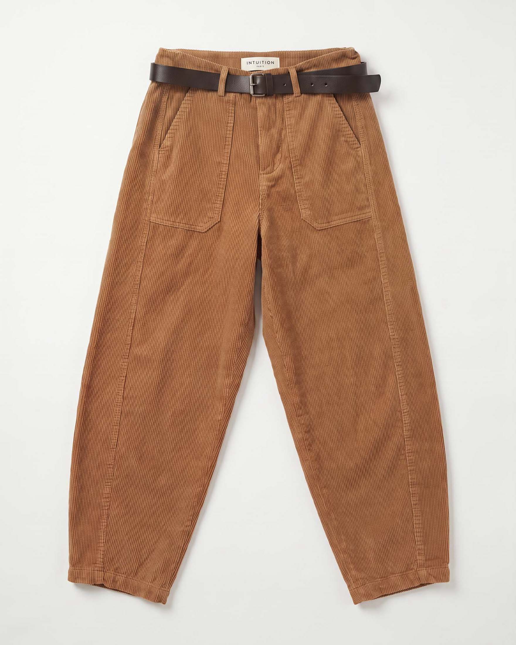 Pantaloni barrel da lavoro Intuition Paris arancioni in puro cotone con tasche laterali