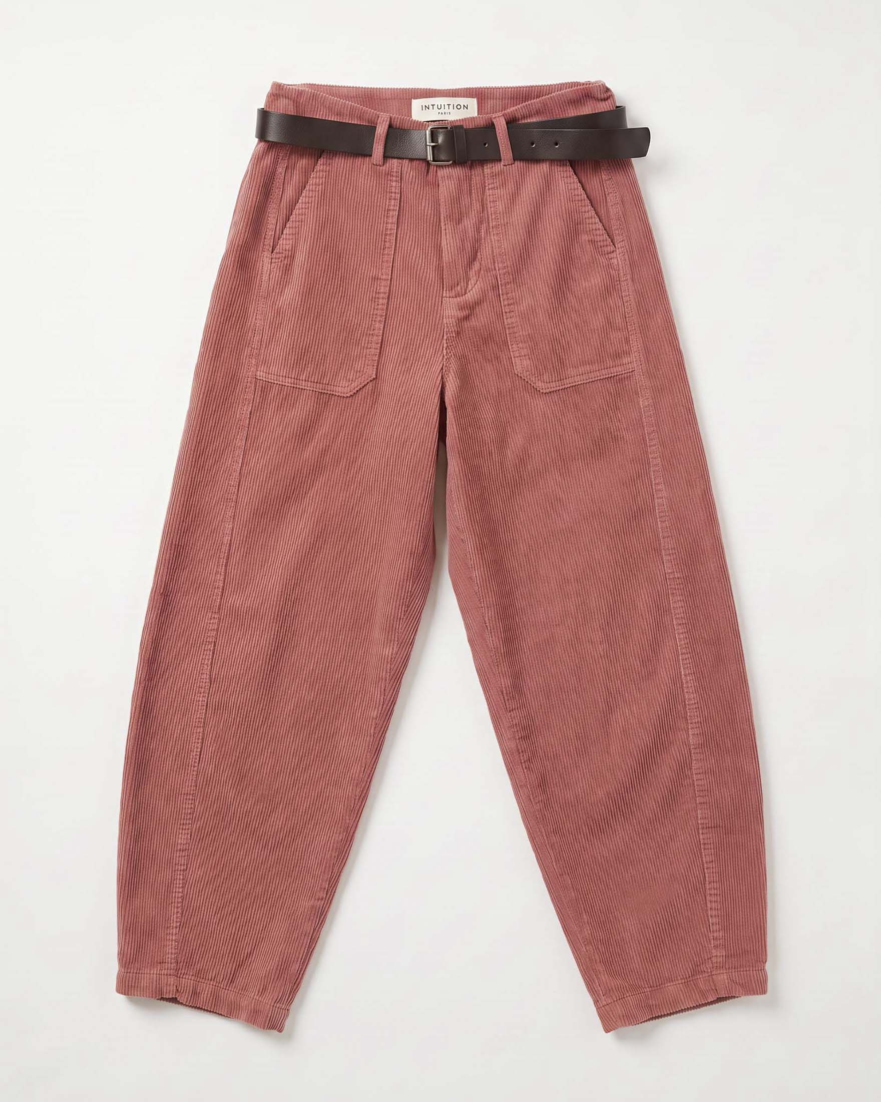 Pantaloni barrel da lavoro Intuition Paris rosa in puro cotone con tasche laterali