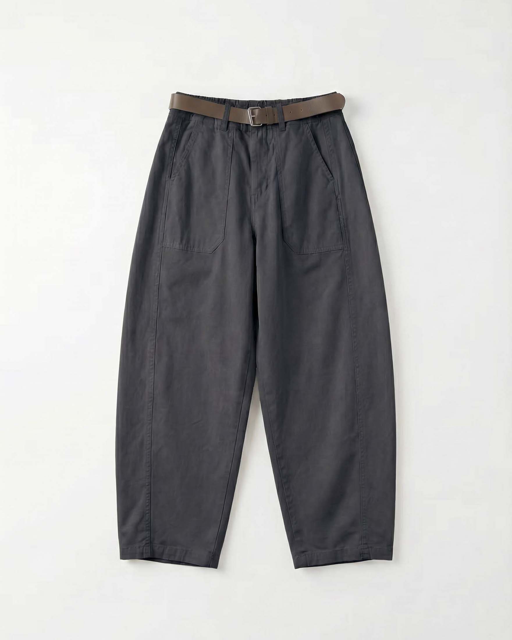Pantaloni barrel wide Intuition Paris neri da lavoro in cotone stretch con vita elasticizzata