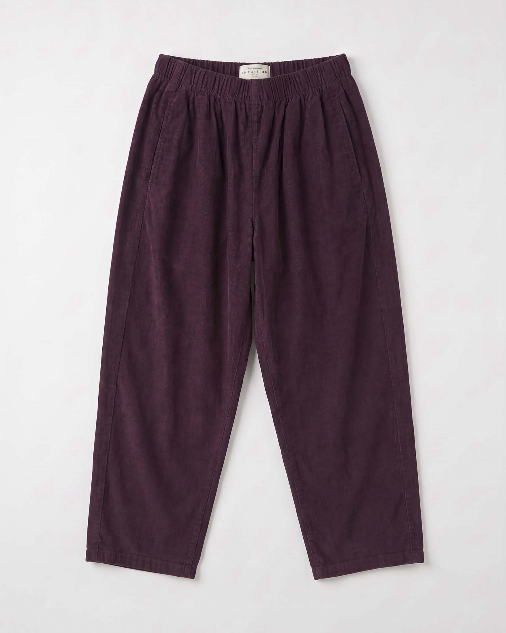 Pantaloni barrel Intuition Paris color vino in puro cotone con vita elasticizzata e tasche alla francese