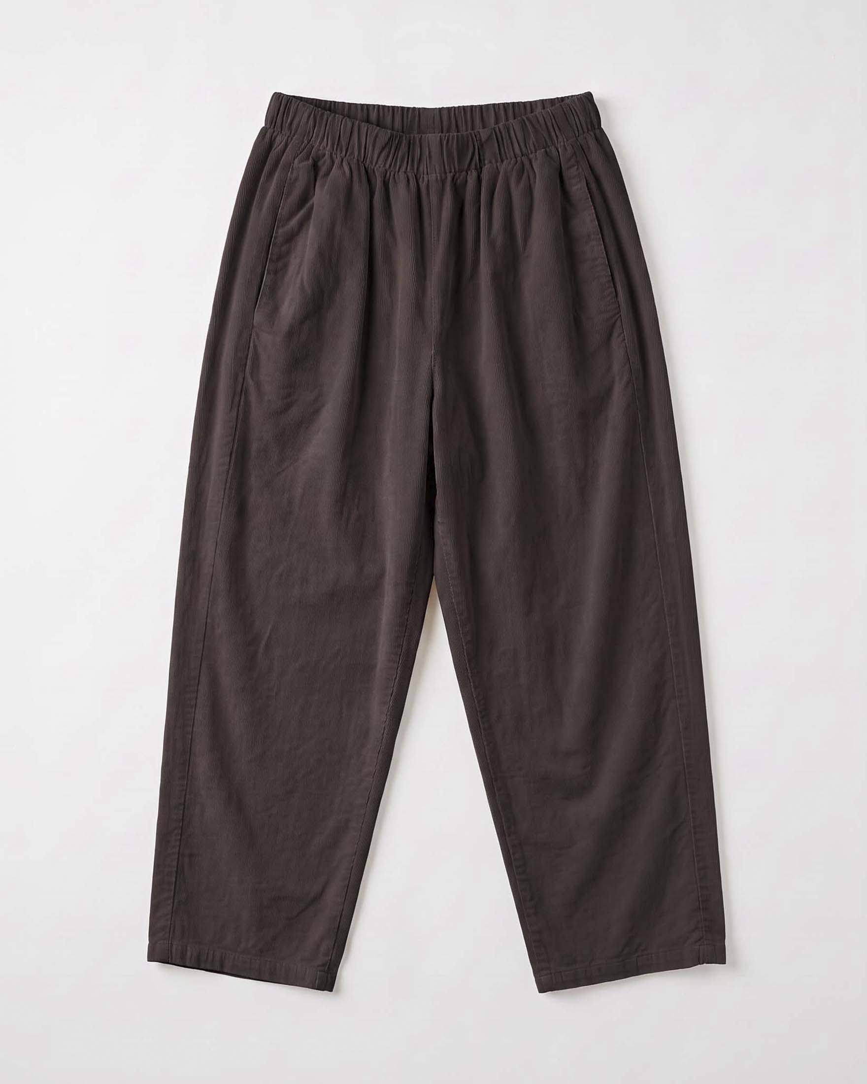 Pantaloni barrel Intuition Paris marroni in puro cotone con vita elasticizzata e tasche alla francese