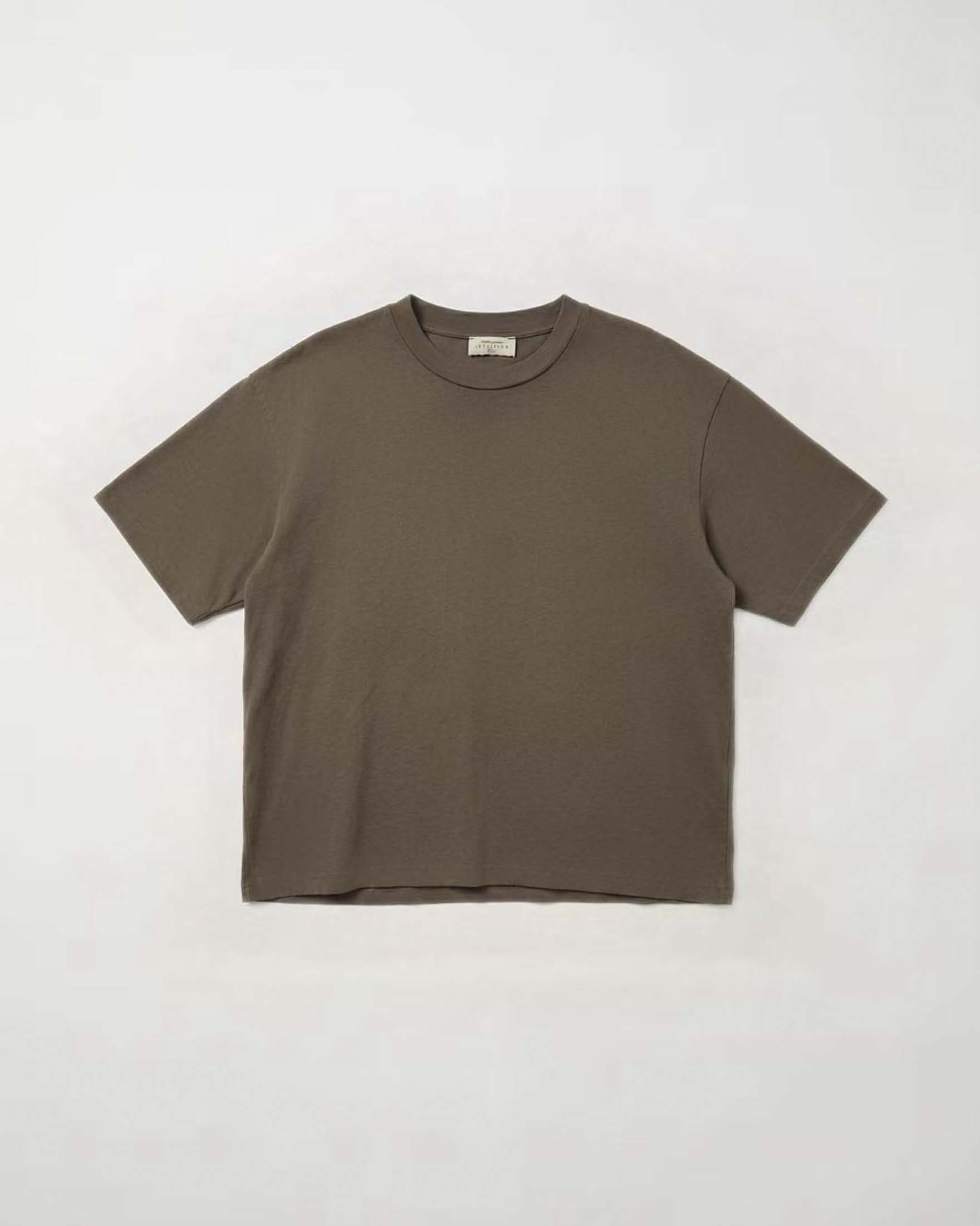 Maglia girocollo Intuition Paris color fango in puro cotone a maniche corte