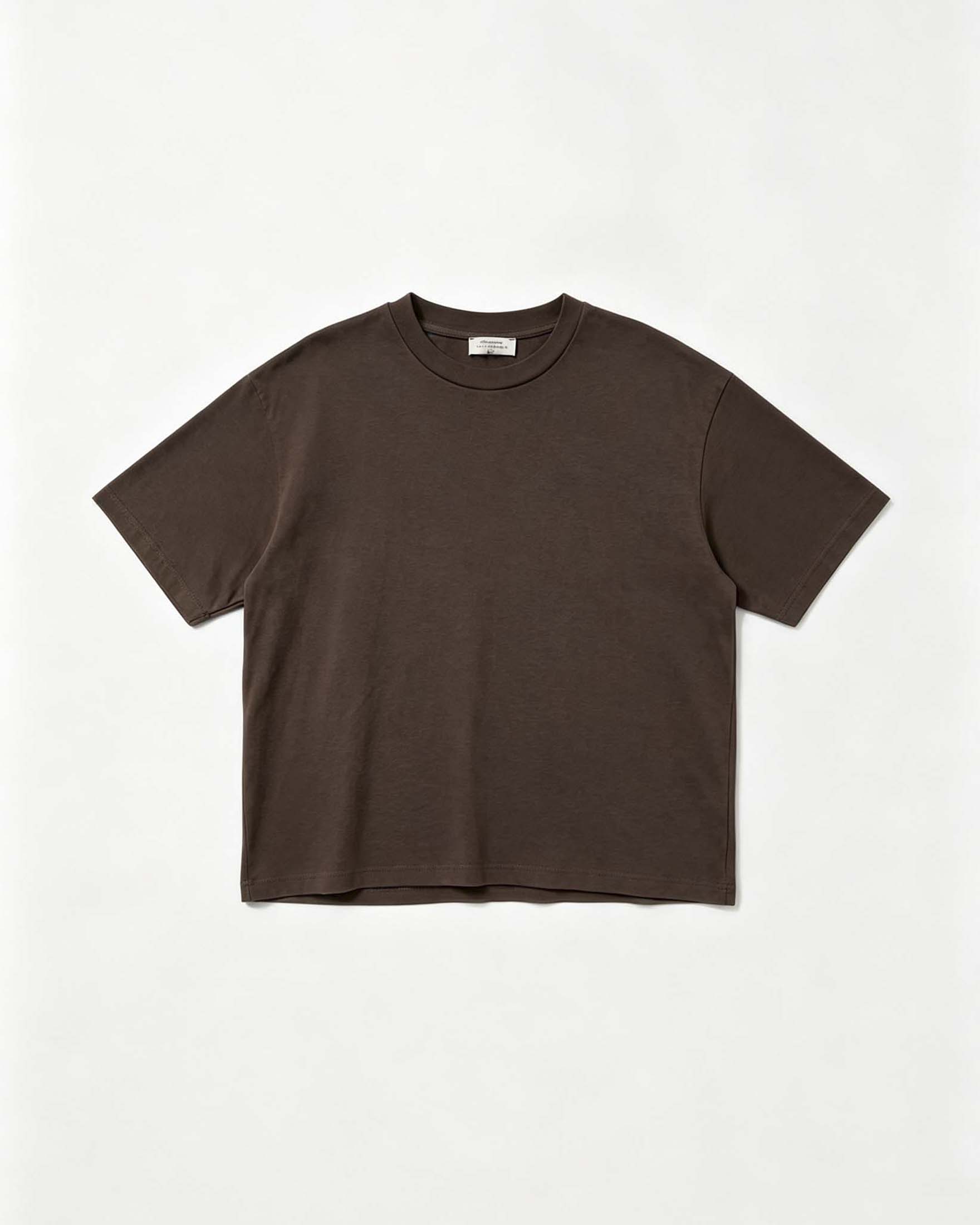 Maglia girocollo Intuition Paris marrone in puro cotone a maniche corte