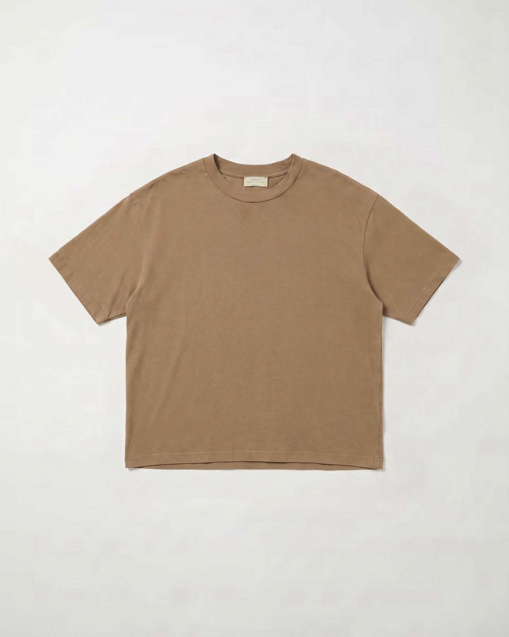 Maglia girocollo Intuition Paris color noce in puro cotone a maniche corte
